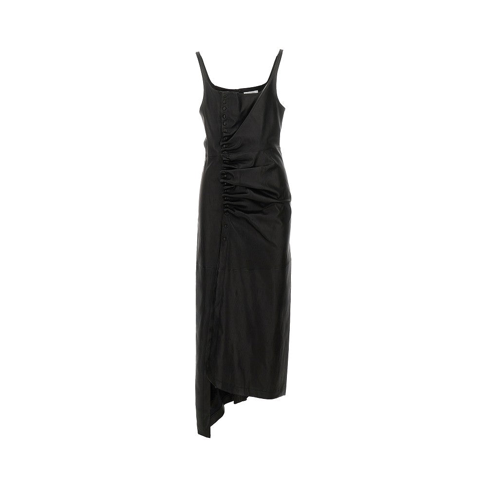 RABANNE Leather draped midi dress Woman
