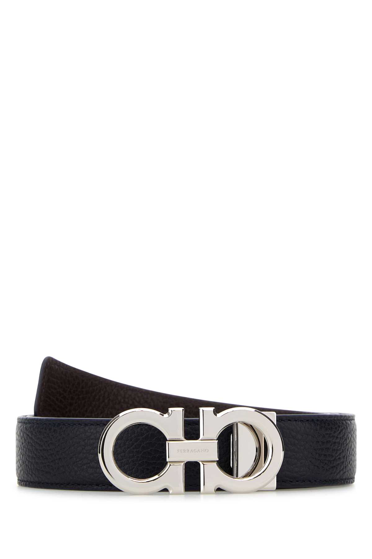 Ferragamo Midnight Blue Leather Reversible Belt