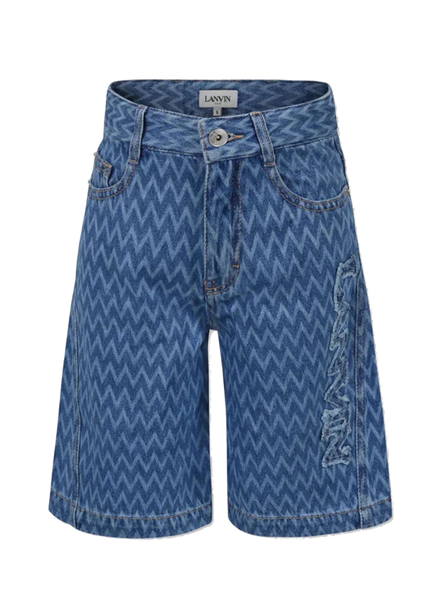 Lanvin Denim Shorts For Boy With Logo