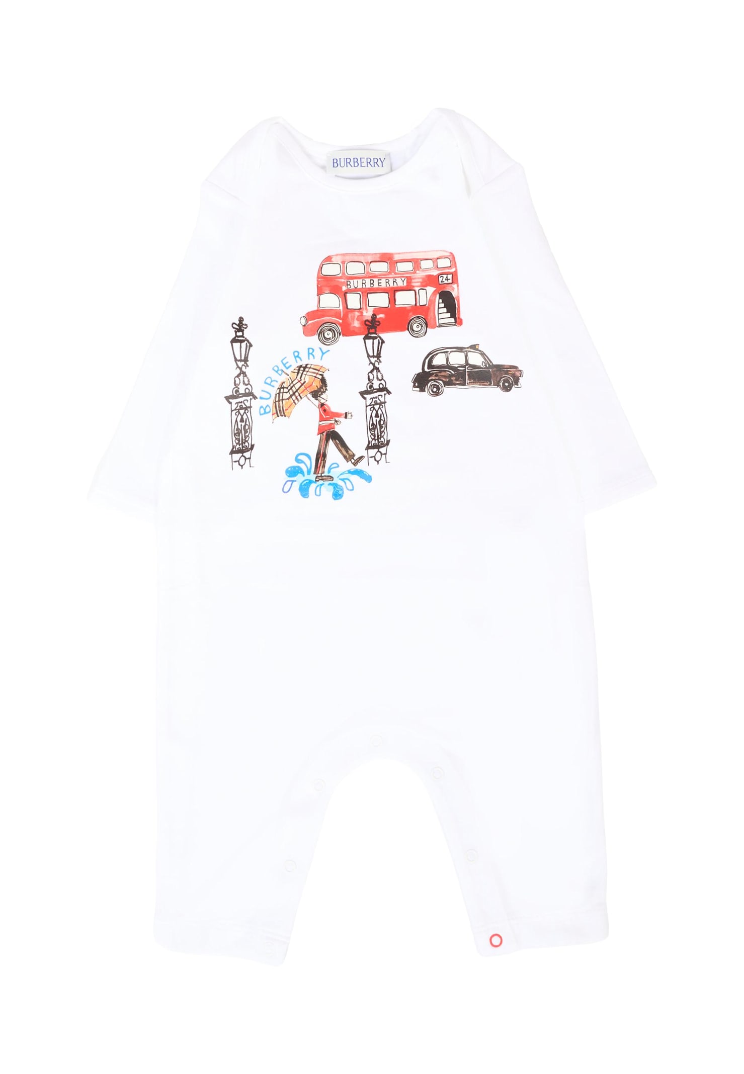 Burberry White Romper For Babykids With Print