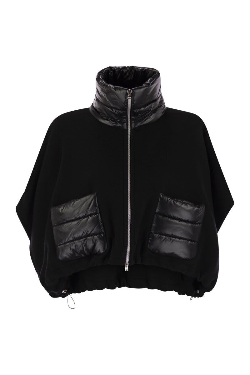 Herno Resort Poncho In Wool And Cashemre With Ultralight Nylon Details