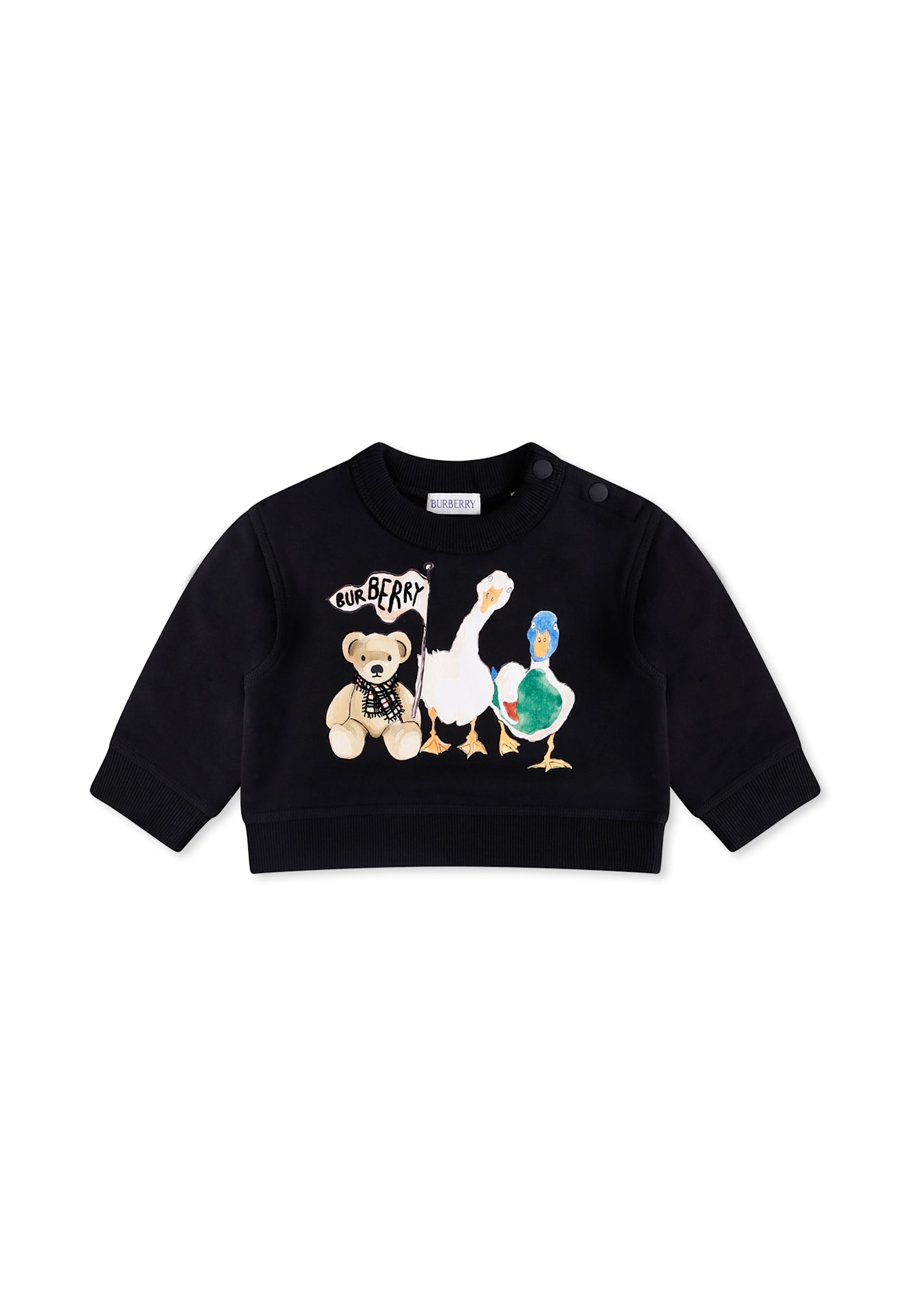 Burberry Black Sweatshirt For Baby Girl With Teddy Bear