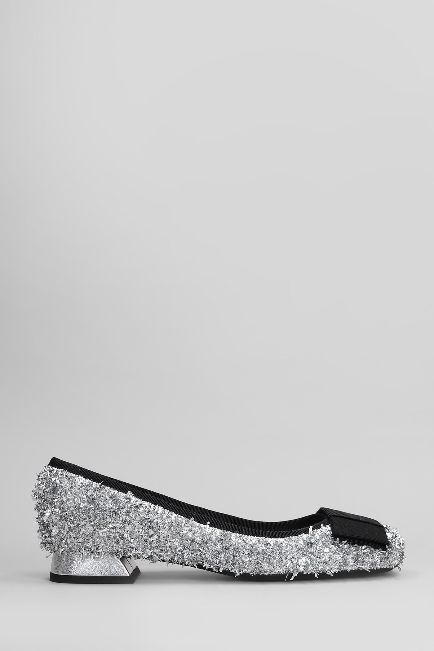 Roberto Festa Sisko Ballet Flats In Silver Leather And Fabric