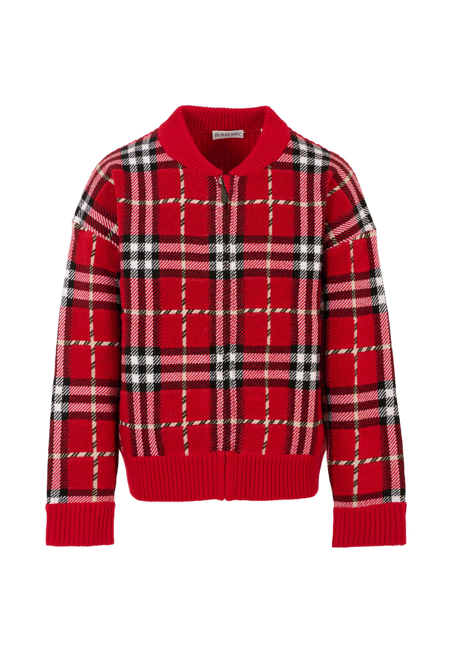 Burberry Red Sweater For Kids With Tartan Pattern