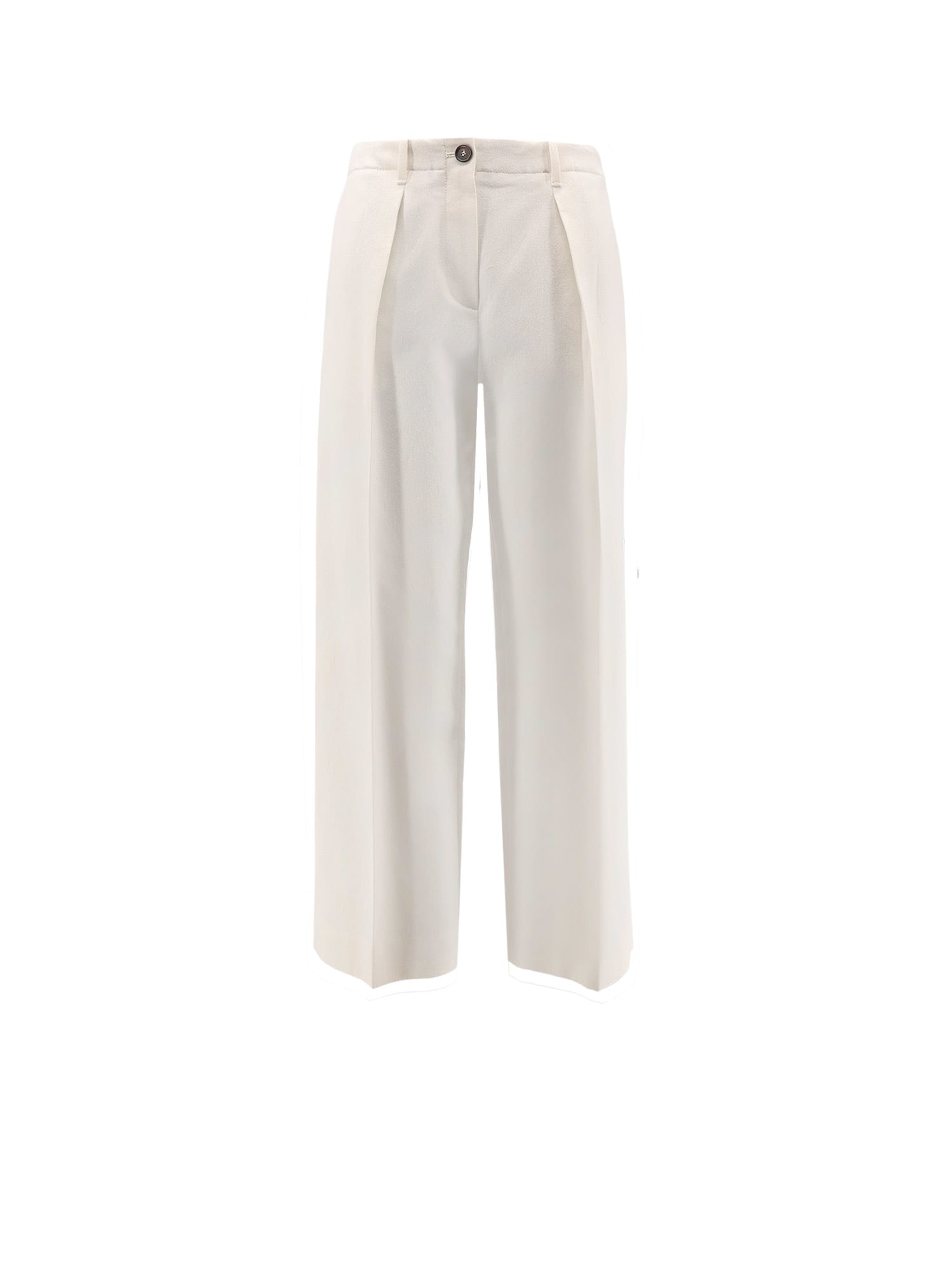 Brunello Cucinelli Cotton And Wool Trousers With Adjustable Drawstring