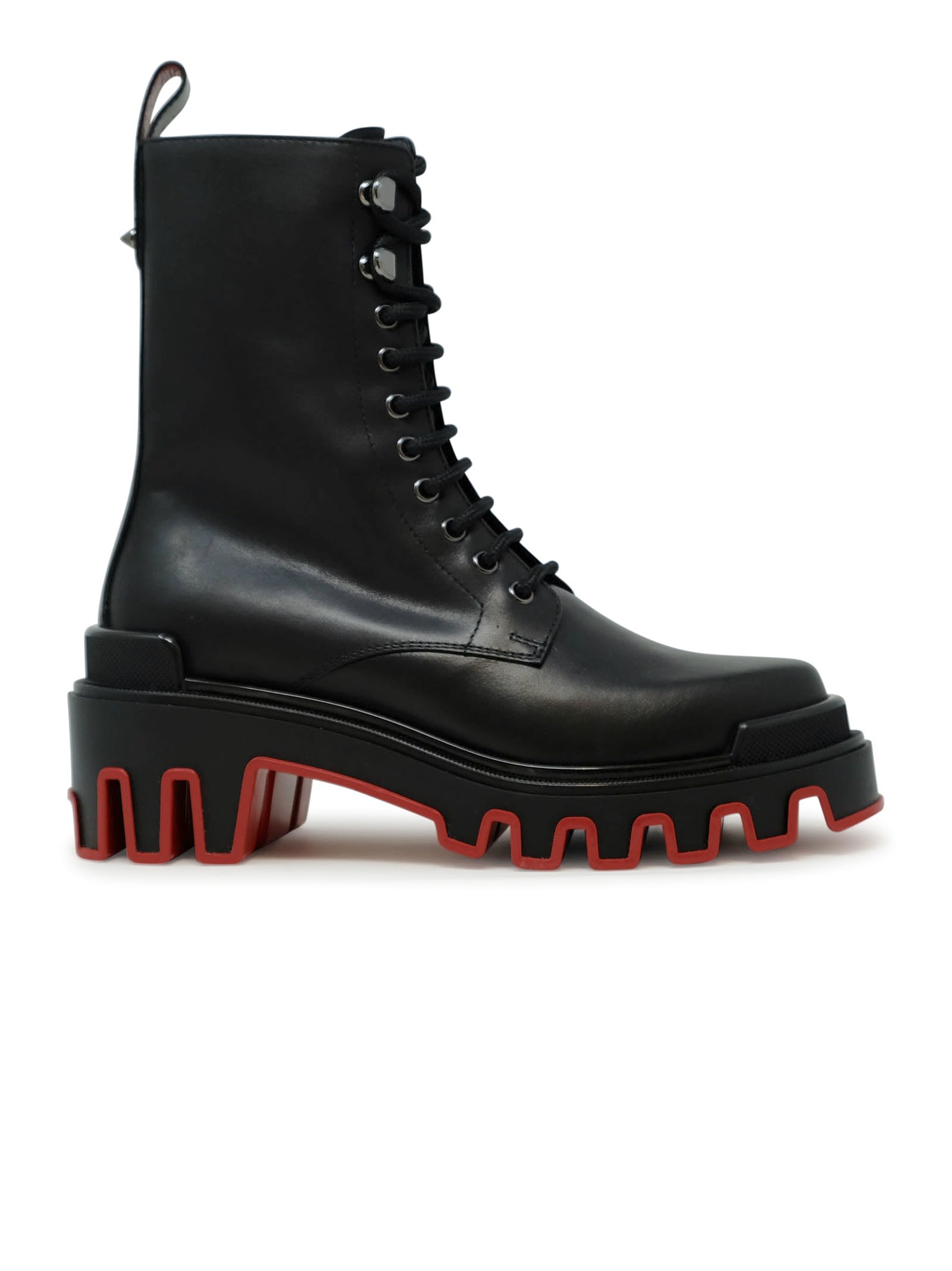 Christian Louboutin Black Calf Leather Dune Trott Alta Flat Low Boots