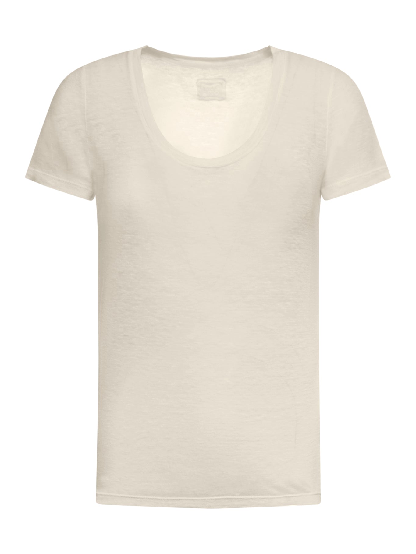LINEN T-SHIRT WITH DEEP NECKLINE - 120% Lino - Woman