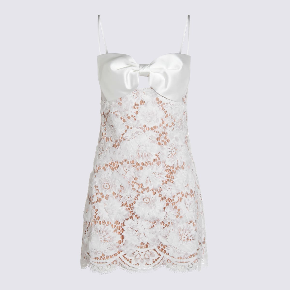 self-portrait White Cotton Mini Dress