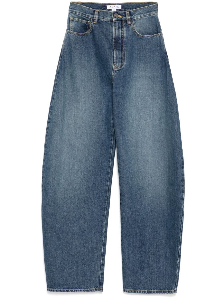 Alaïa Barrel-Leg Faded Denim Jeans Clothing