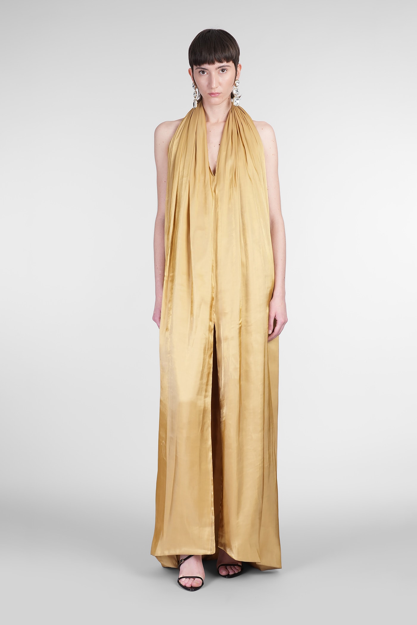 Rhea Costa Gigi Dress In Gold Polyester