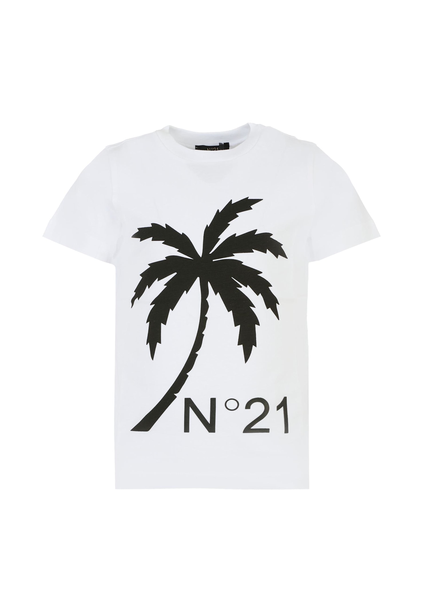N.21 White T-shirt For Boy With Palm Tree