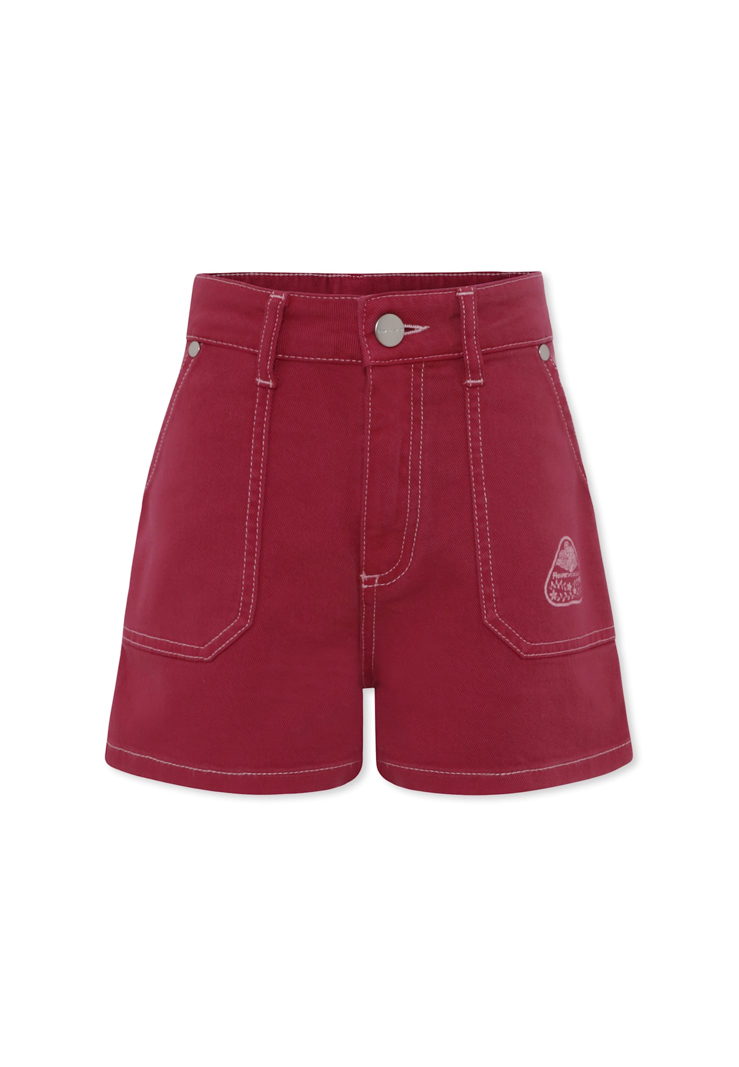 Flower Mountain Fuchsia Shorts For Girl With Logo