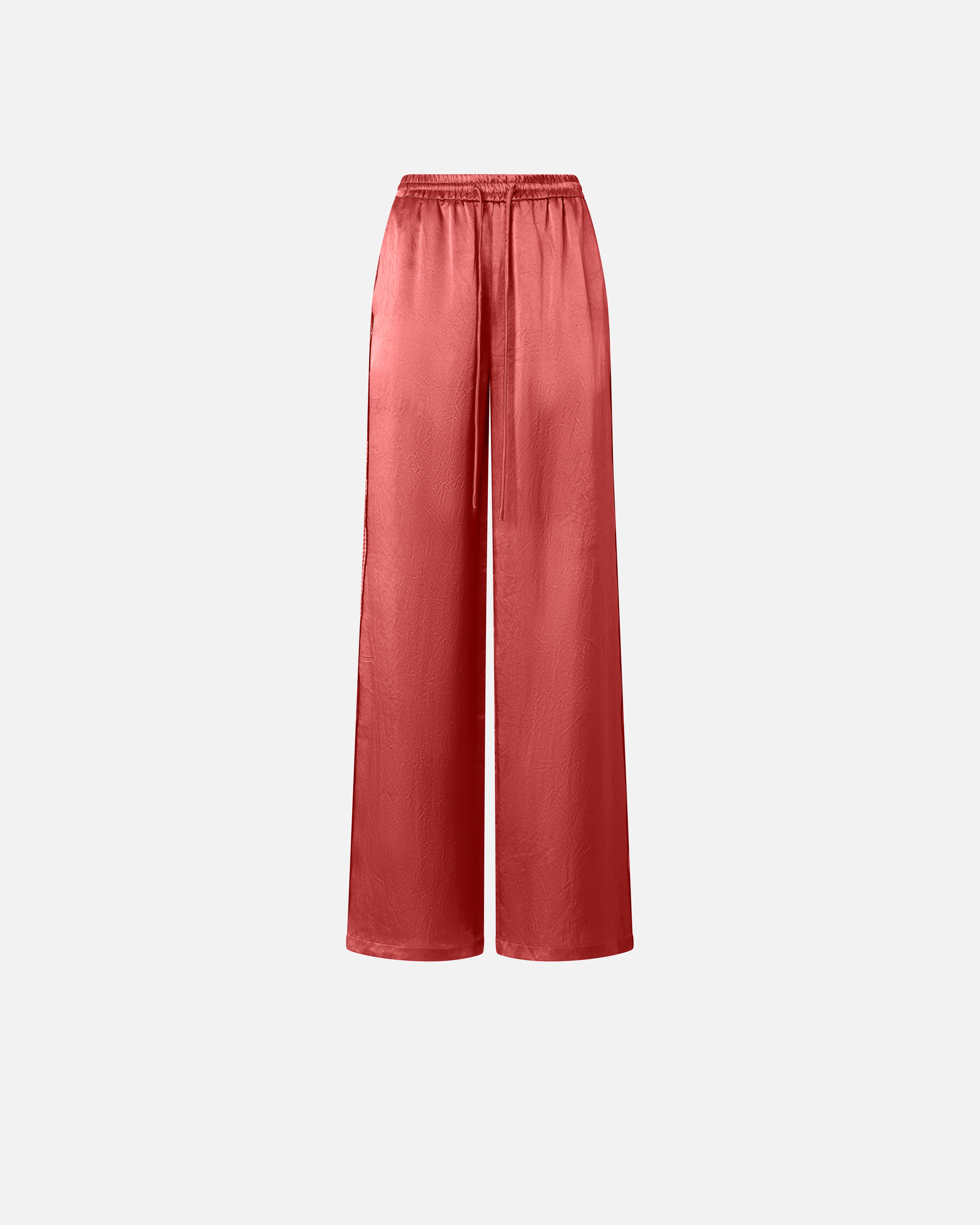 Pinko, Pantalon palazzo style pyjama en satin, Corail ensoleillé, XS