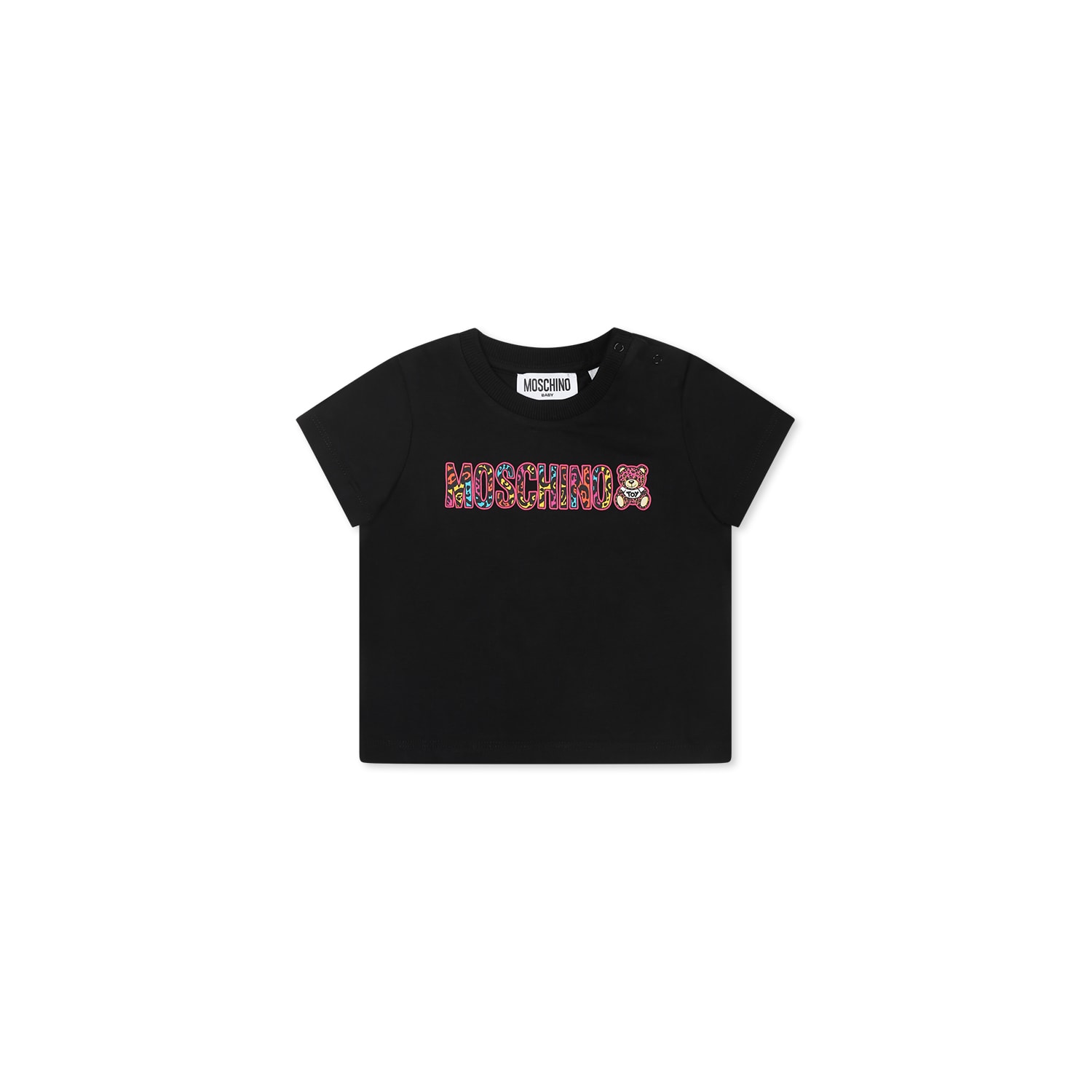 Moschino Black T-shirt For Baby Girl With Teddy Bear