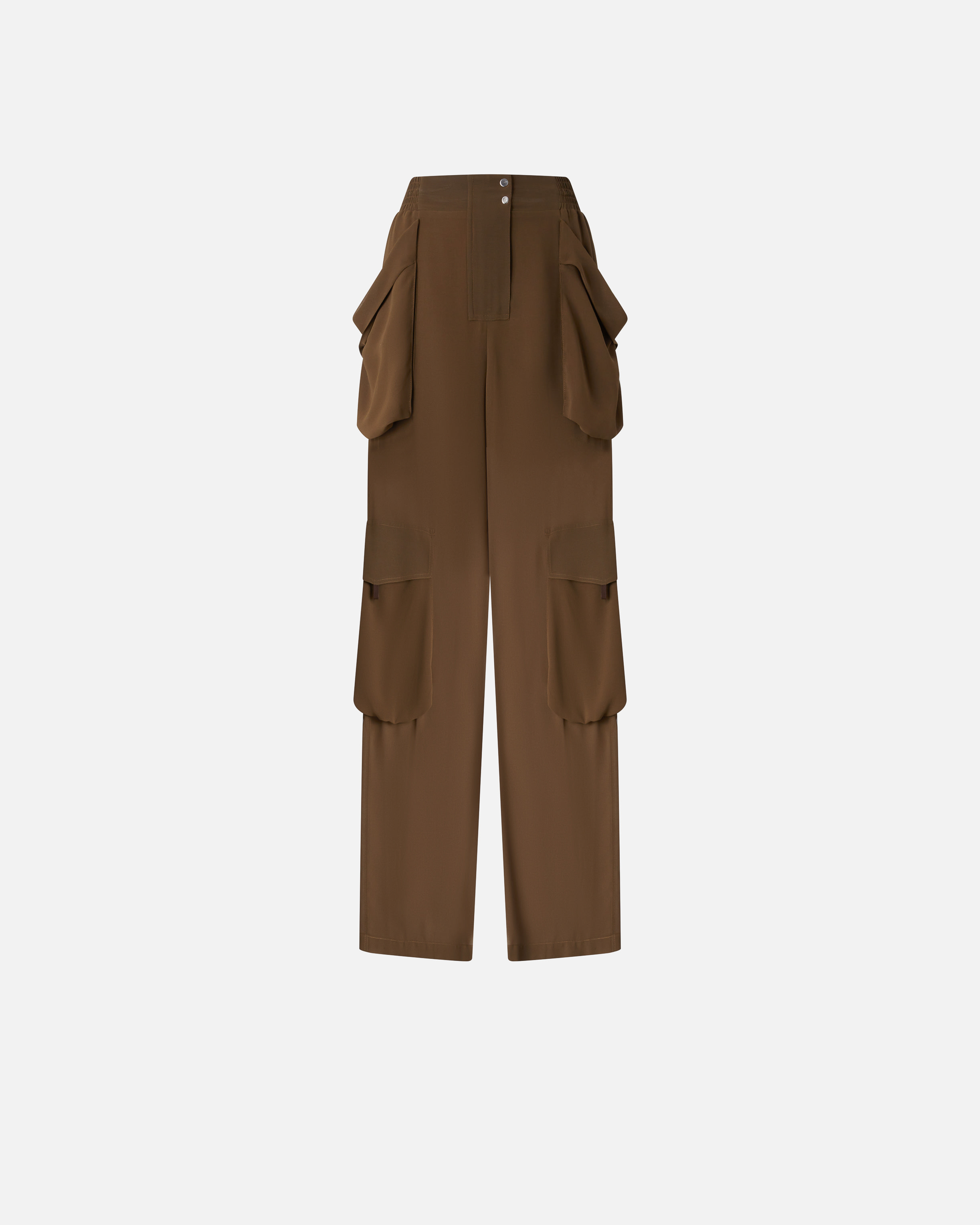Pinko, Pantalon cargo en crêpe Georgette transparent, Green old england, 36