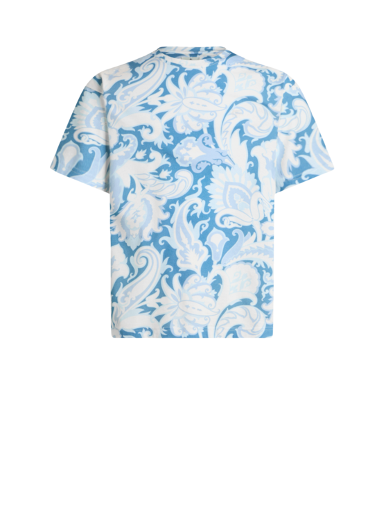 Etro, T-shirt À Fleurs, Homme, Bleu, Taille XL