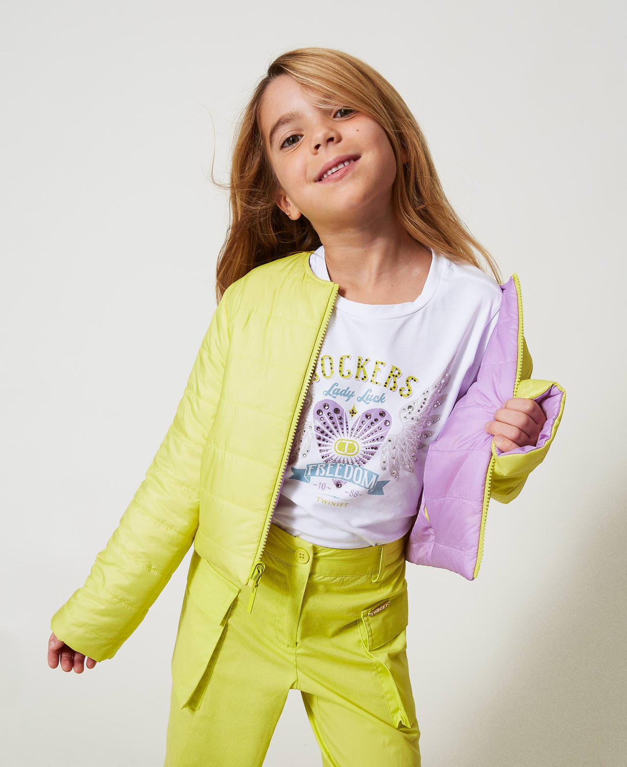 Twinset Blousons et manteaux - Doudoune réversible bicolore, Bicolor Yellow Plum/Pastel Violet, Taille: 10A