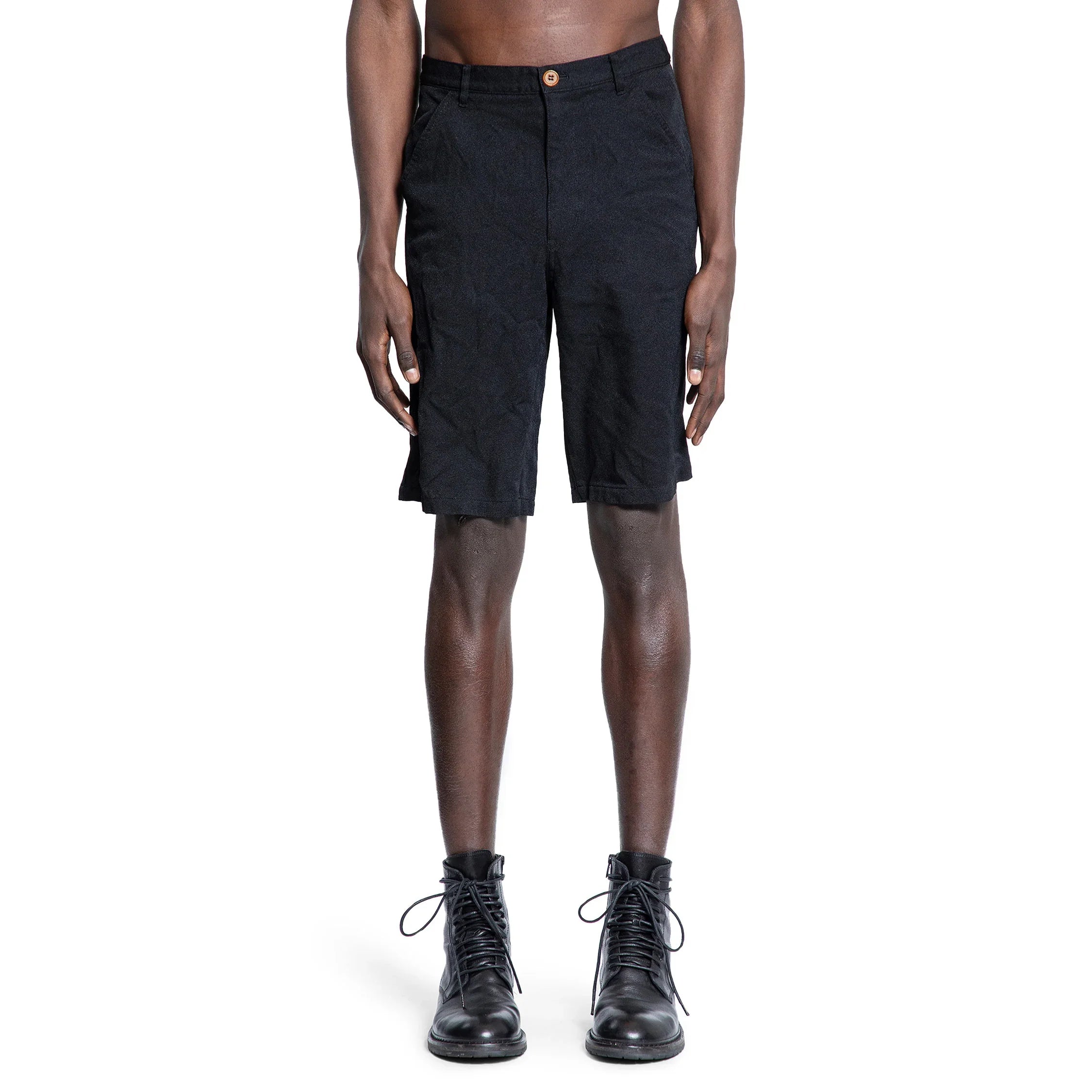 Crinkled Nylon Denim Shorts