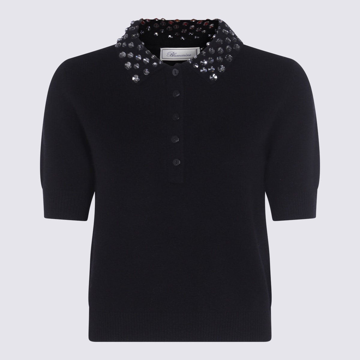 Blumarine Black Wool Polo Shirt