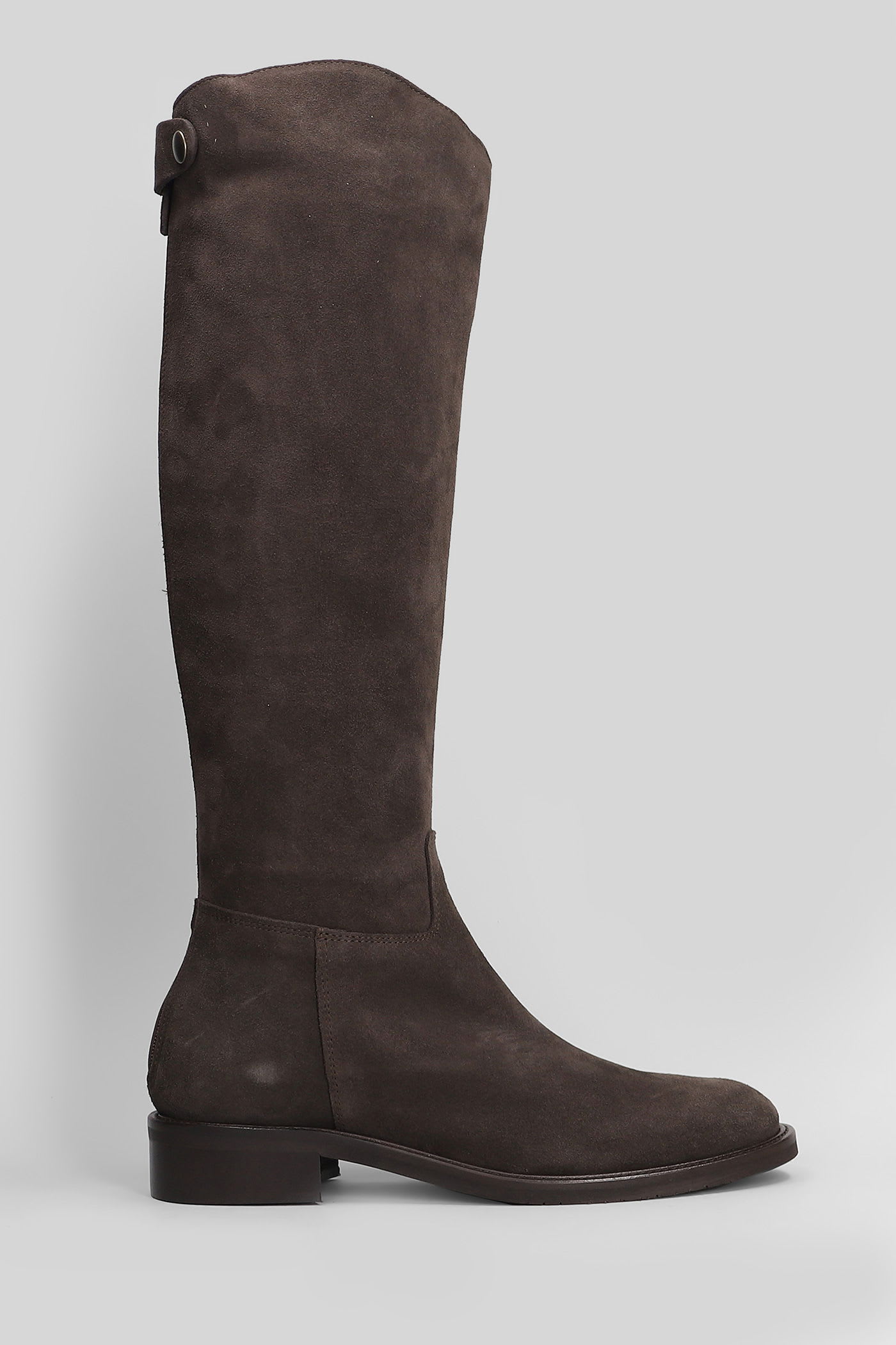 Julie Dee Low Heels Boots In Taupe Suede
