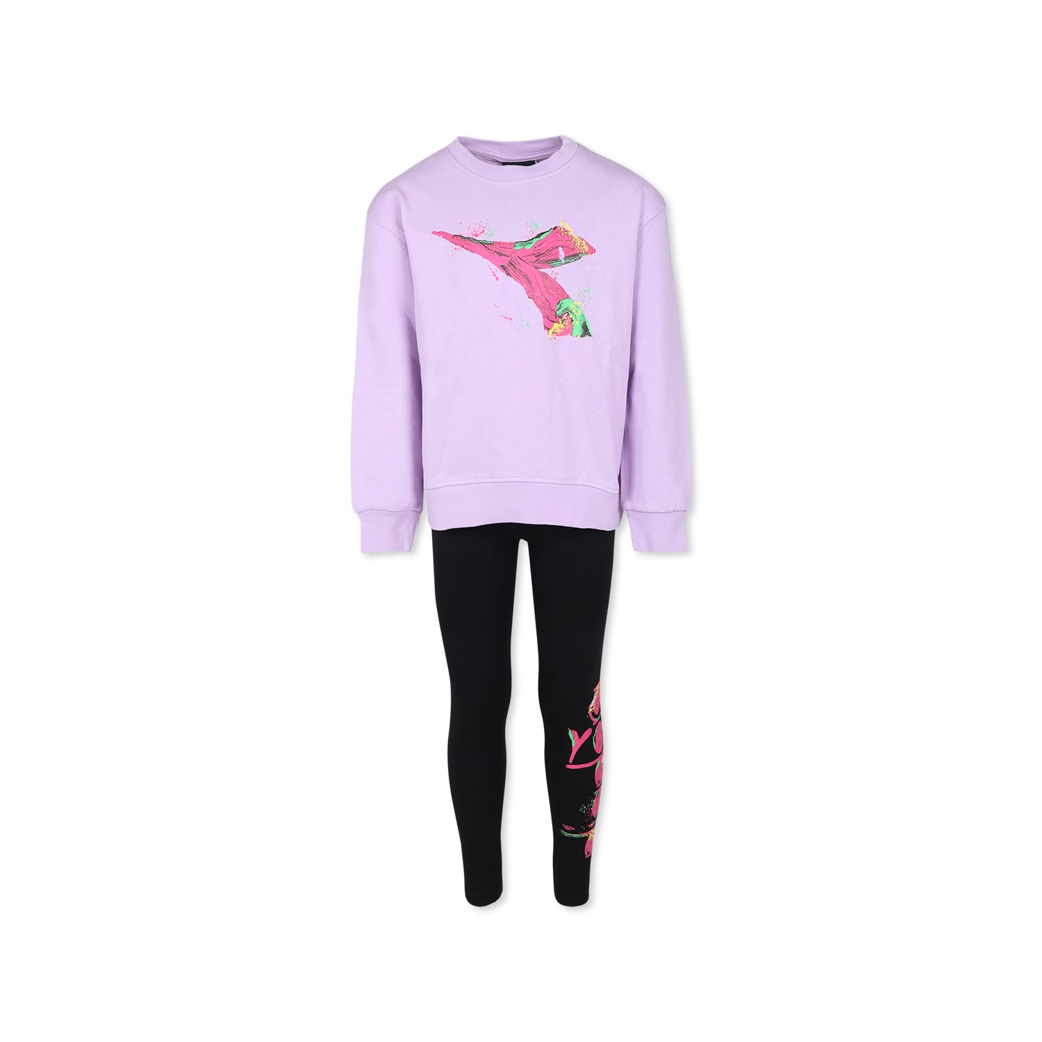 Diadora Lilac Suit For Girl With Logo