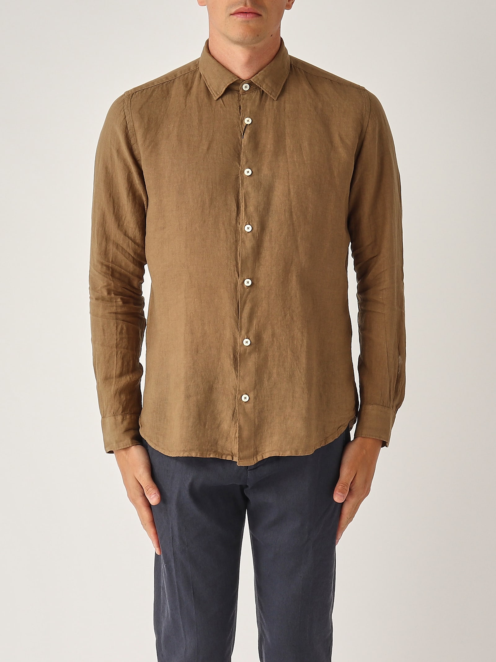 Altea Camicia M/l Collo Aperto Full-button Lino 100% Shirt
