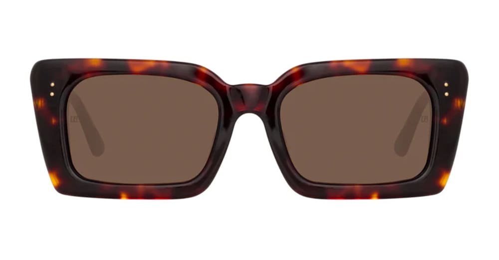 Linda Farrow Nieve Dark T-shell / Yellow Gold Sunglasses