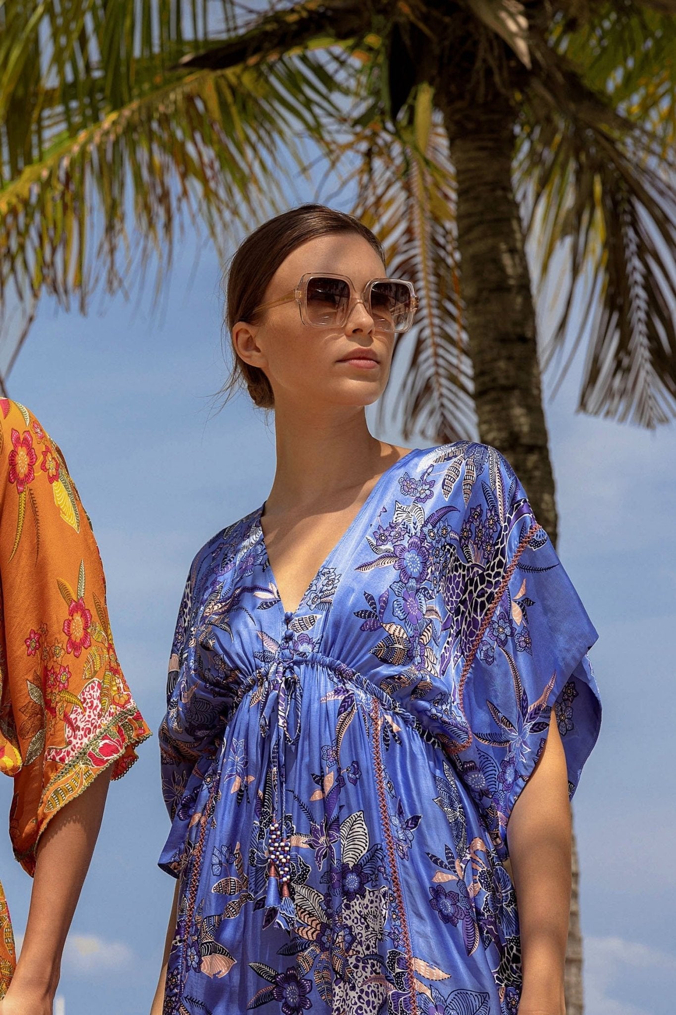 Long Kaftan Amaya - Blue Leo Forest