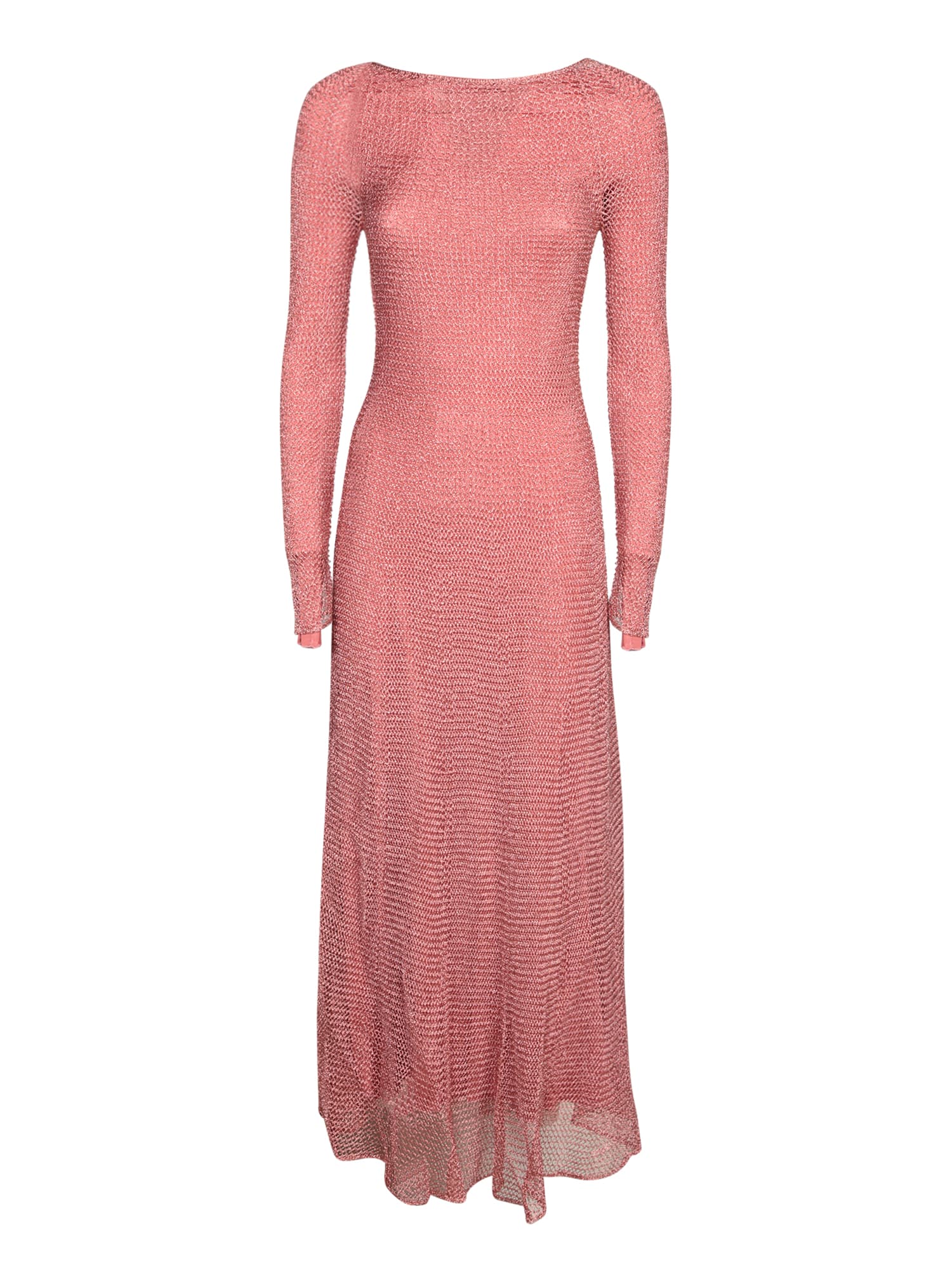 Alaia Metallic Chain Long Dress In Pink