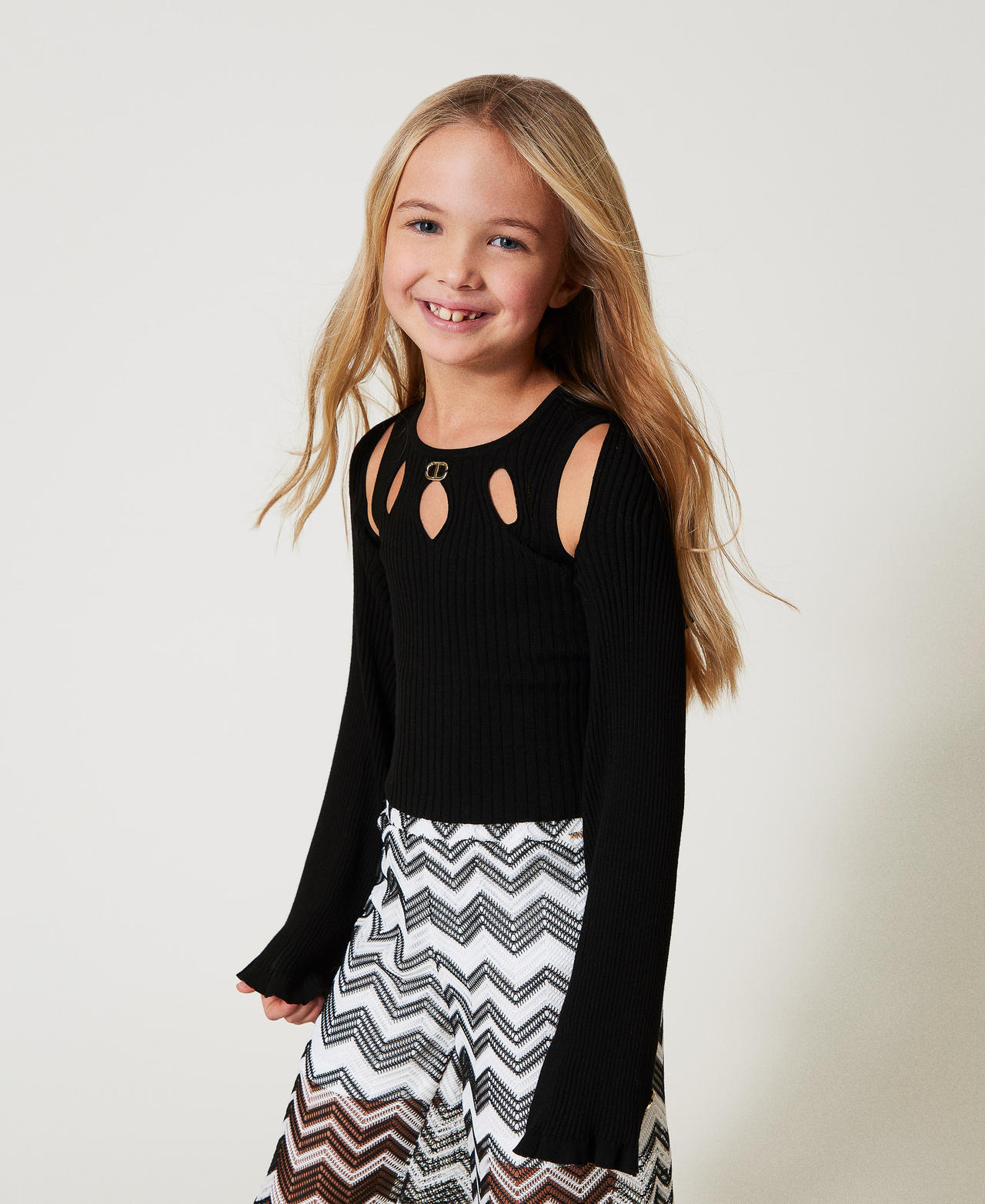 Twinset Cardigans - Boléro en maille côtelée, Noir, Taille: 16A
