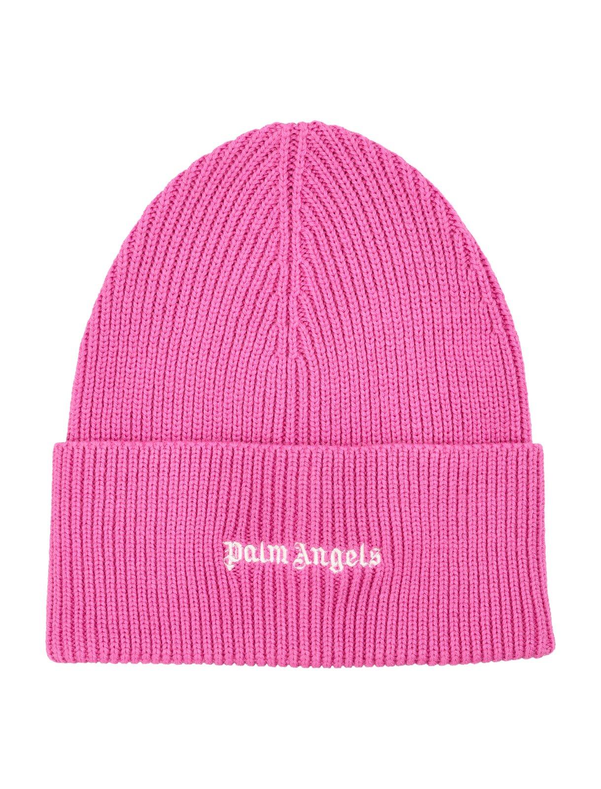 Palm Angels Logo Embroidered Ribbed-knit Beanie