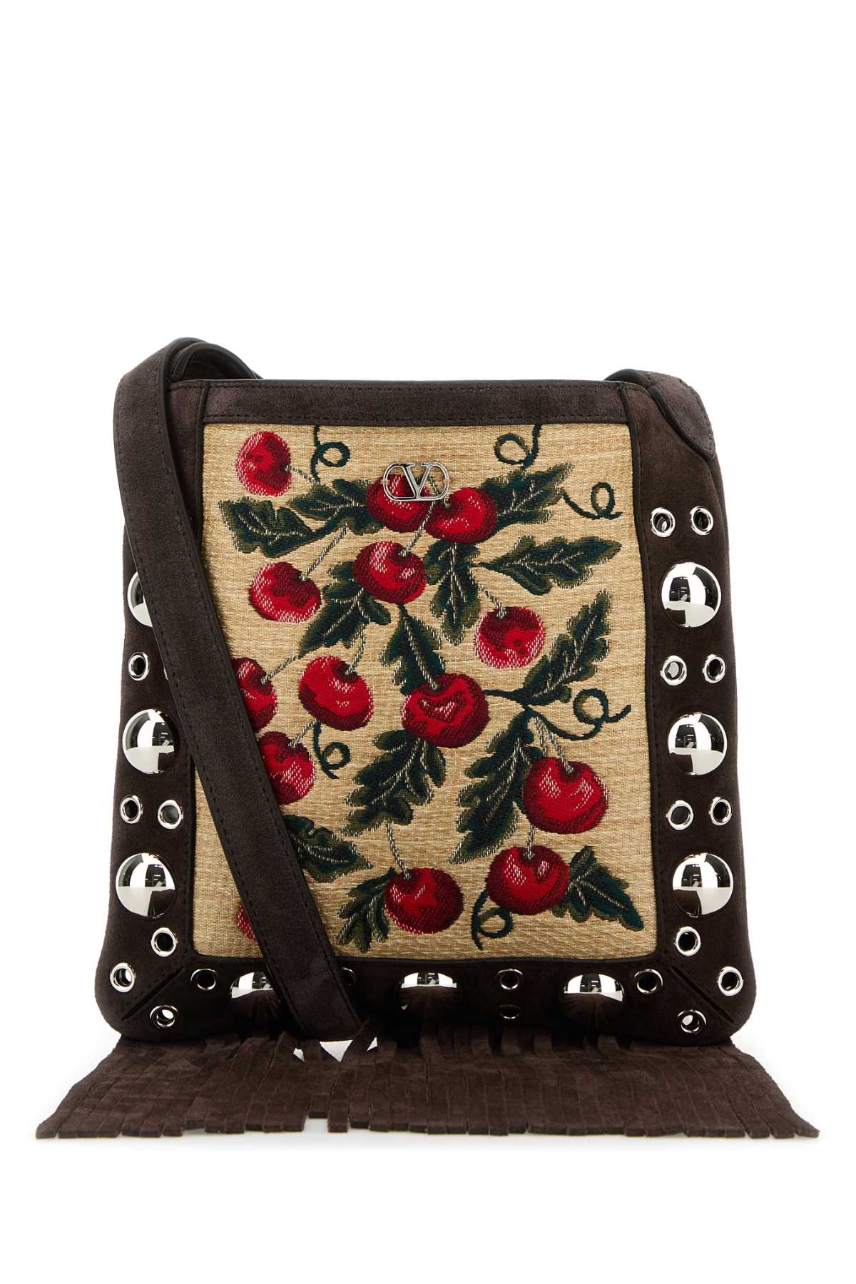 Valentino Garavani Embroidered Raffia And Suede Small Nellcã´te Crossbody Bag