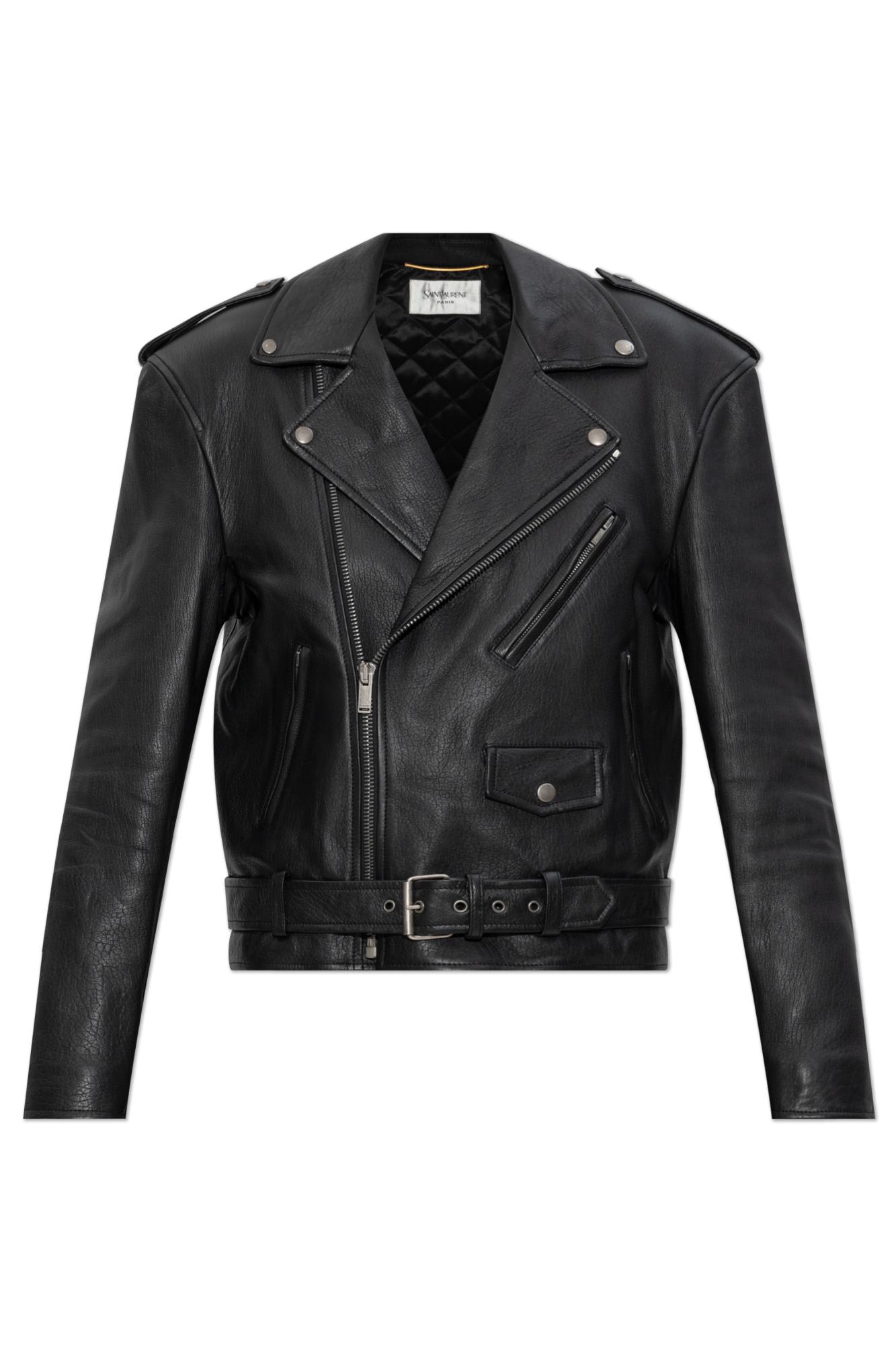 Saint Laurent Leather Jacket With Belt