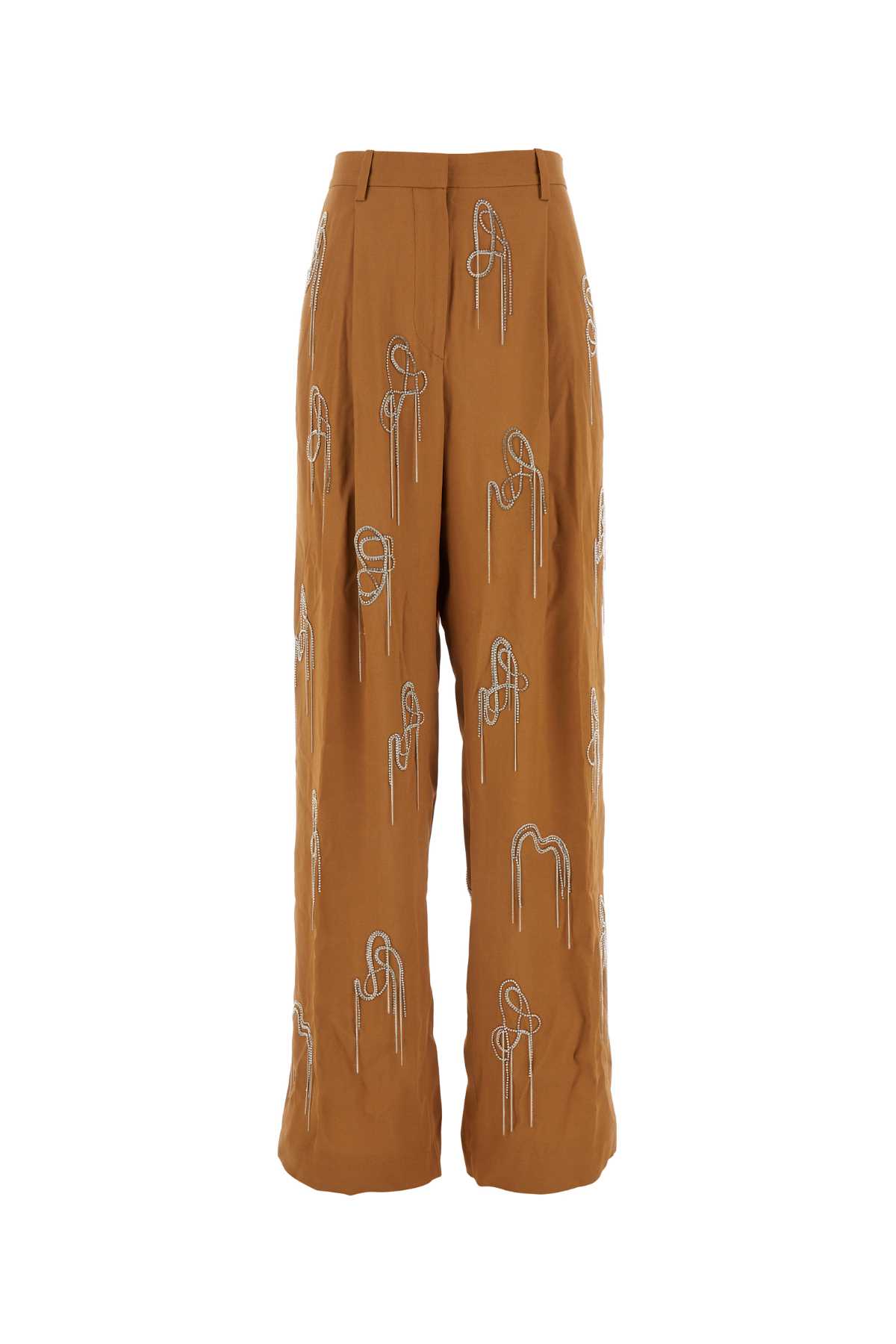 Dries Van Noten Caramel Viscose Blend Wide-leg Pant