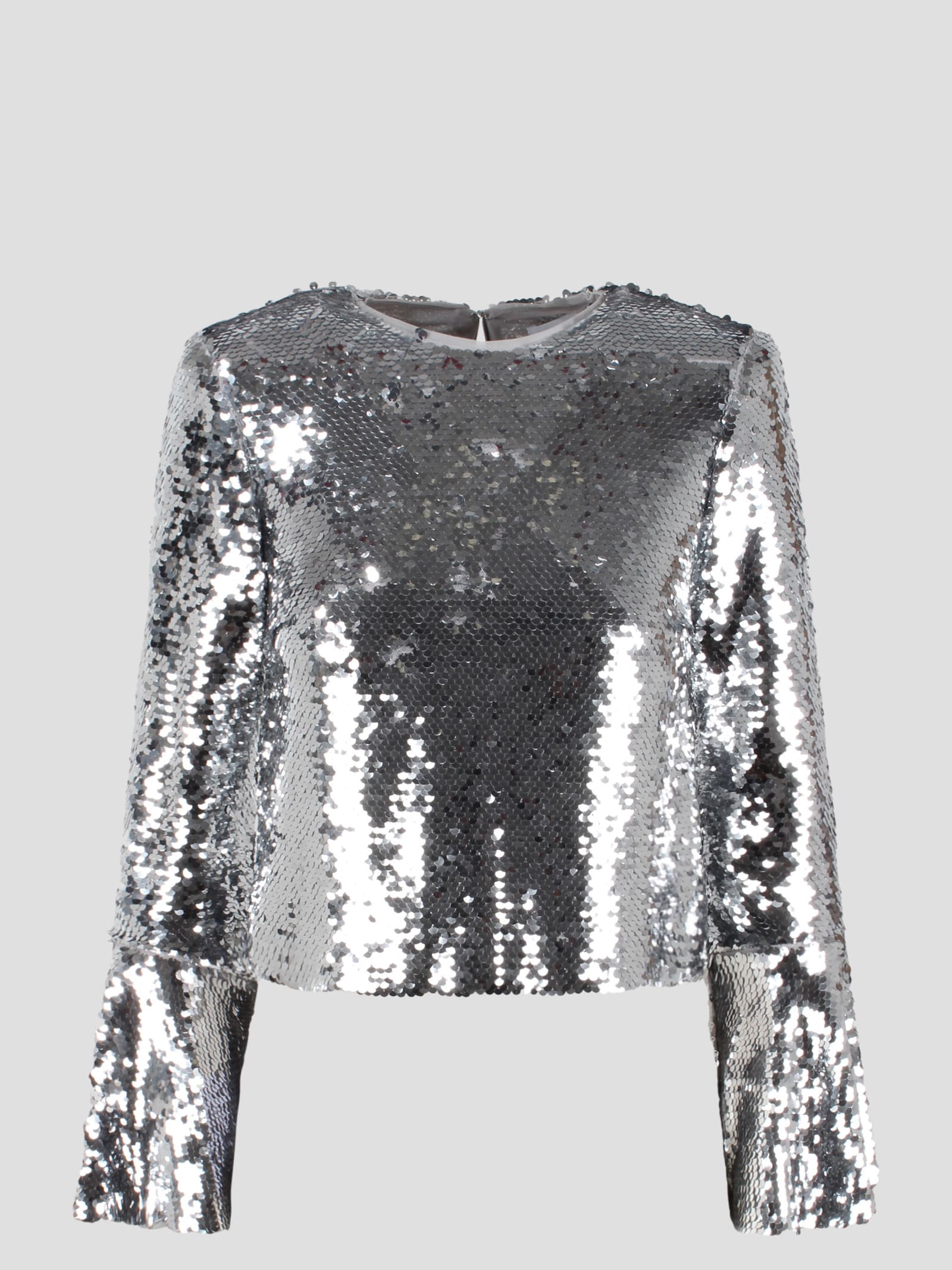 self-portrait Sequin Flared Sleeve Top