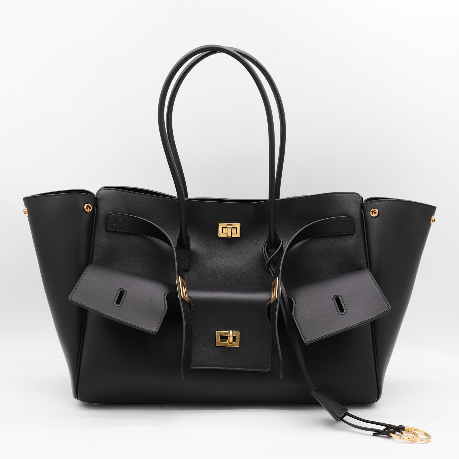 Balenciaga Black Leather Carry All Bel Air Backpack