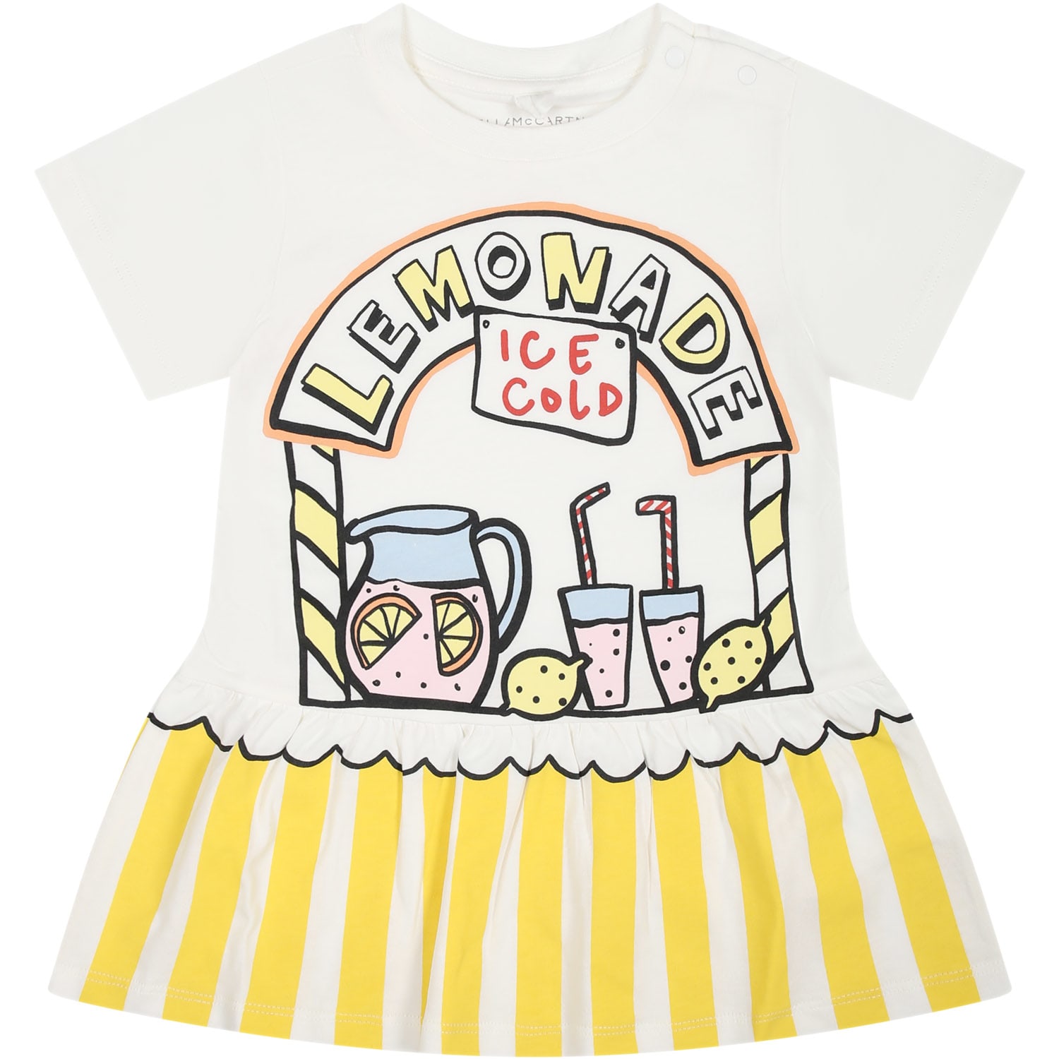 Stella McCartney Kids White Dress For Baby Girl With Lemonade Print