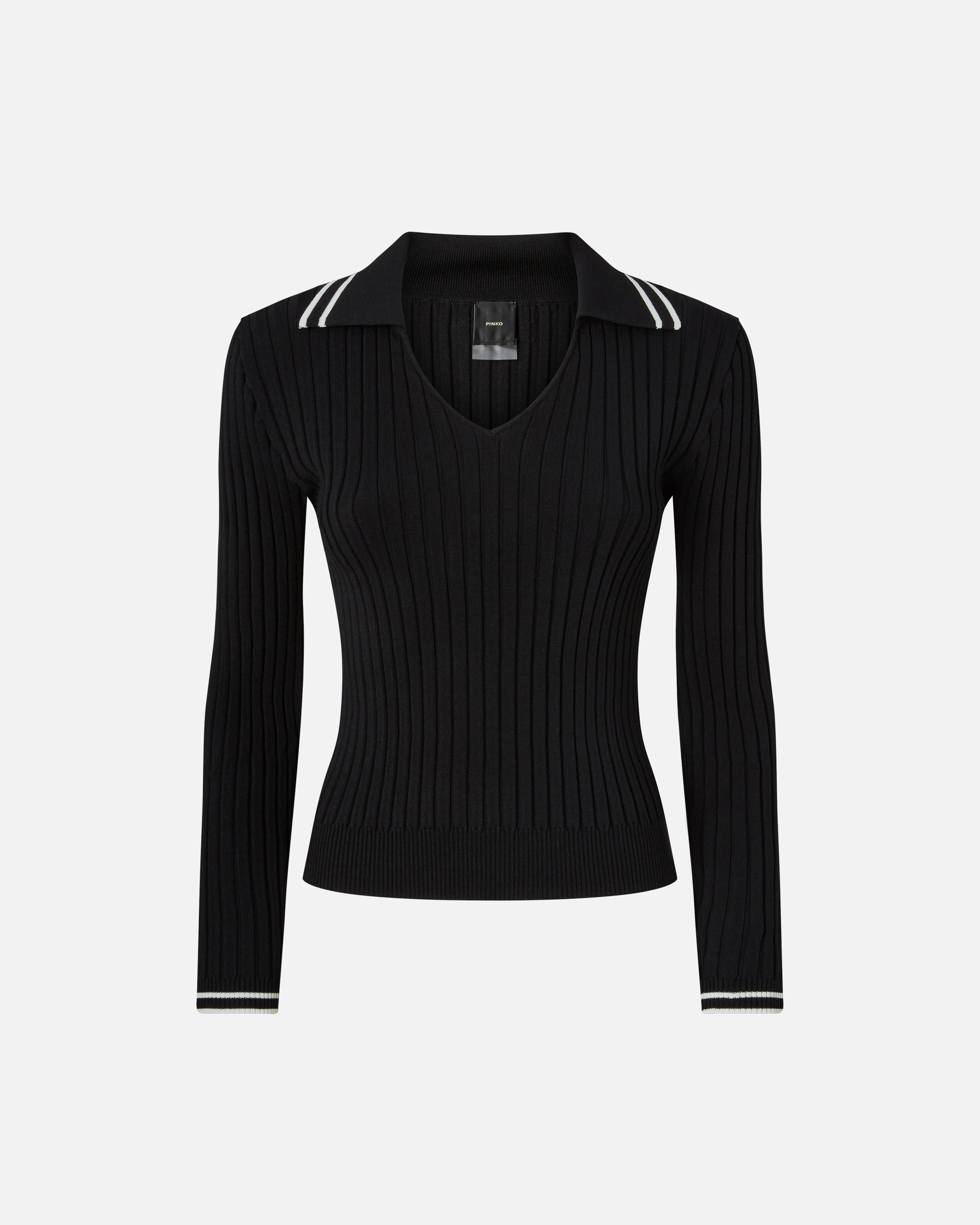 Pinko, Polo-style sweater, Noir limousine, XS
