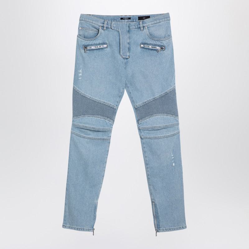 Balmain Light Denim Biker Jeans