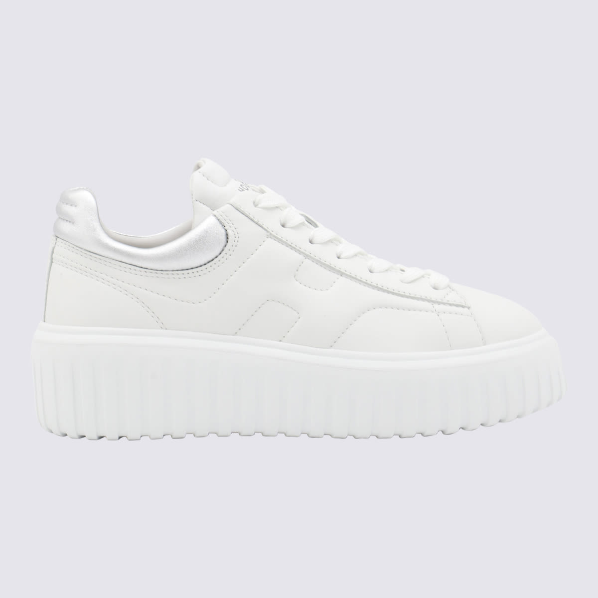 Hogan White And Silver Leather Sneakers