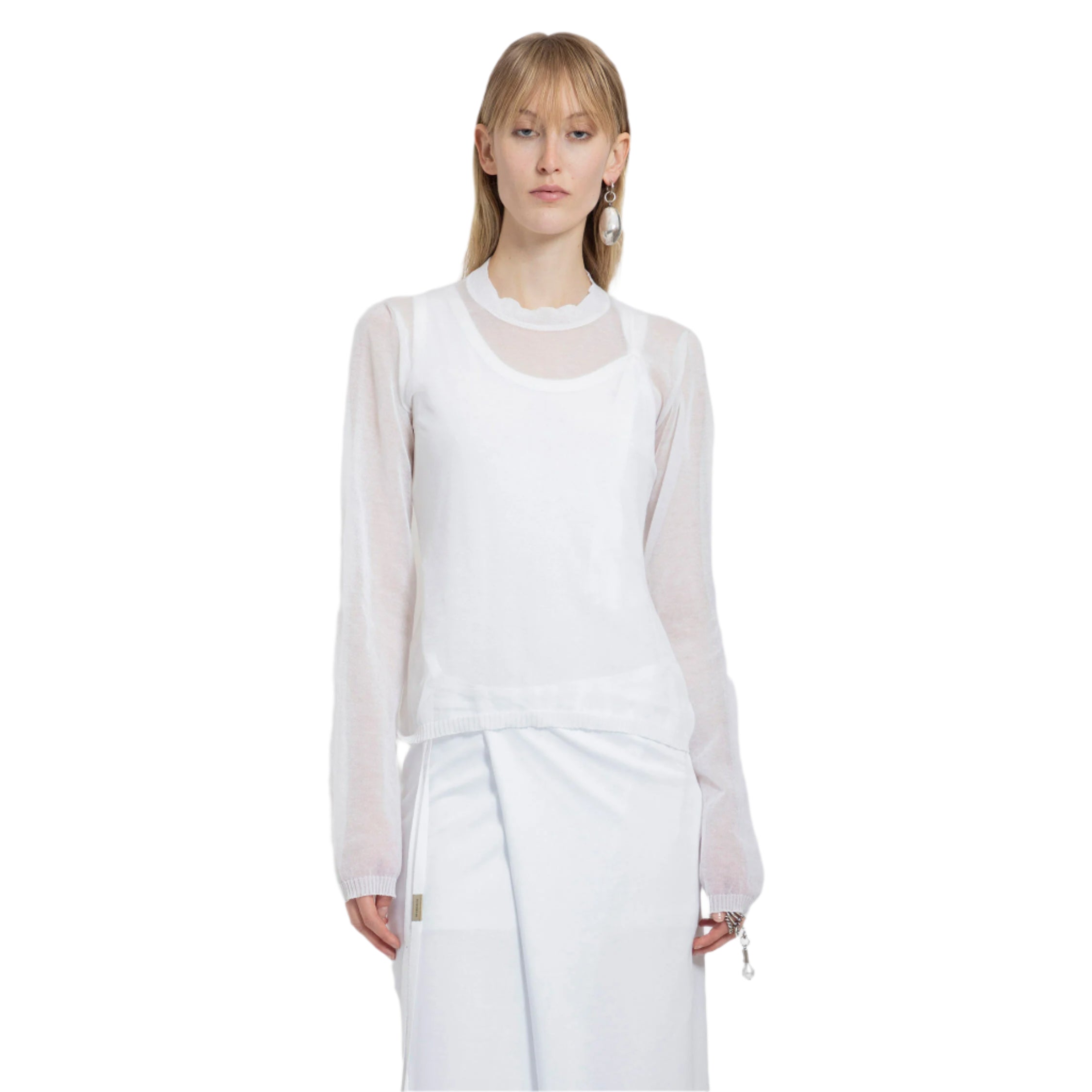 ANN DEMEULEMEESTER WOMAN WHITE T-SHIRTS & TANK TOPS