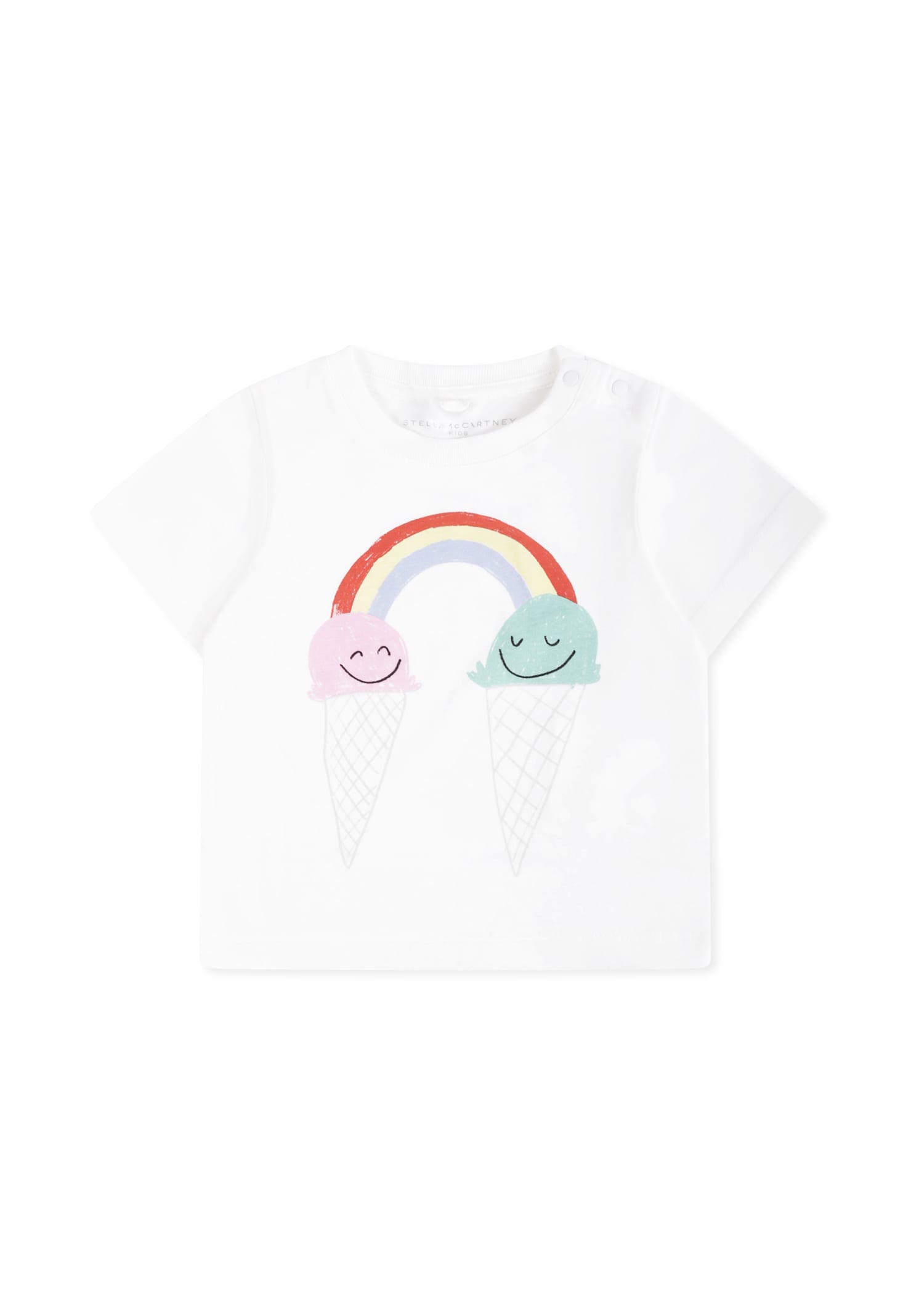 Stella McCartney Kids White T-shirt For Baby Girl With Ice Cream