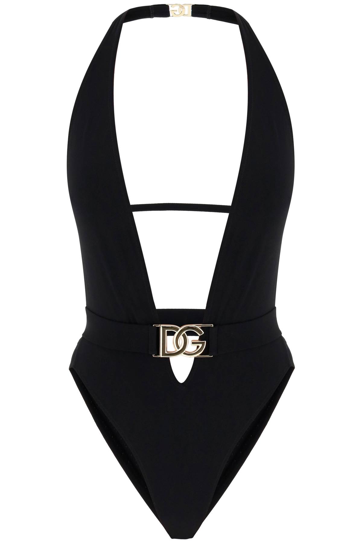 Dolce & Gabbana Plunging Neckline Belted Swimsuit