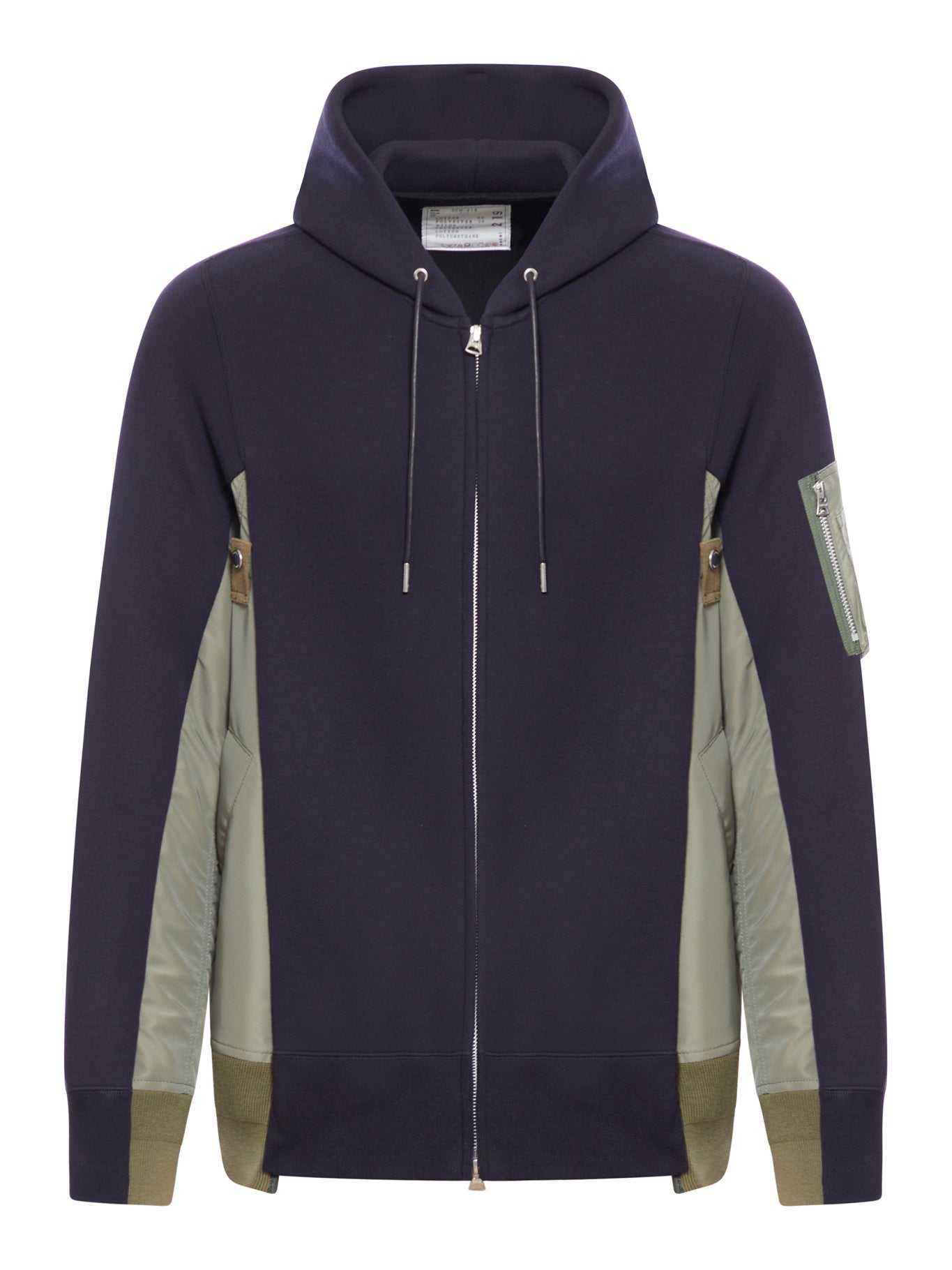 海绵卫衣料拼接尼龙斜纹布连帽卫衣 - Sacai - 男士