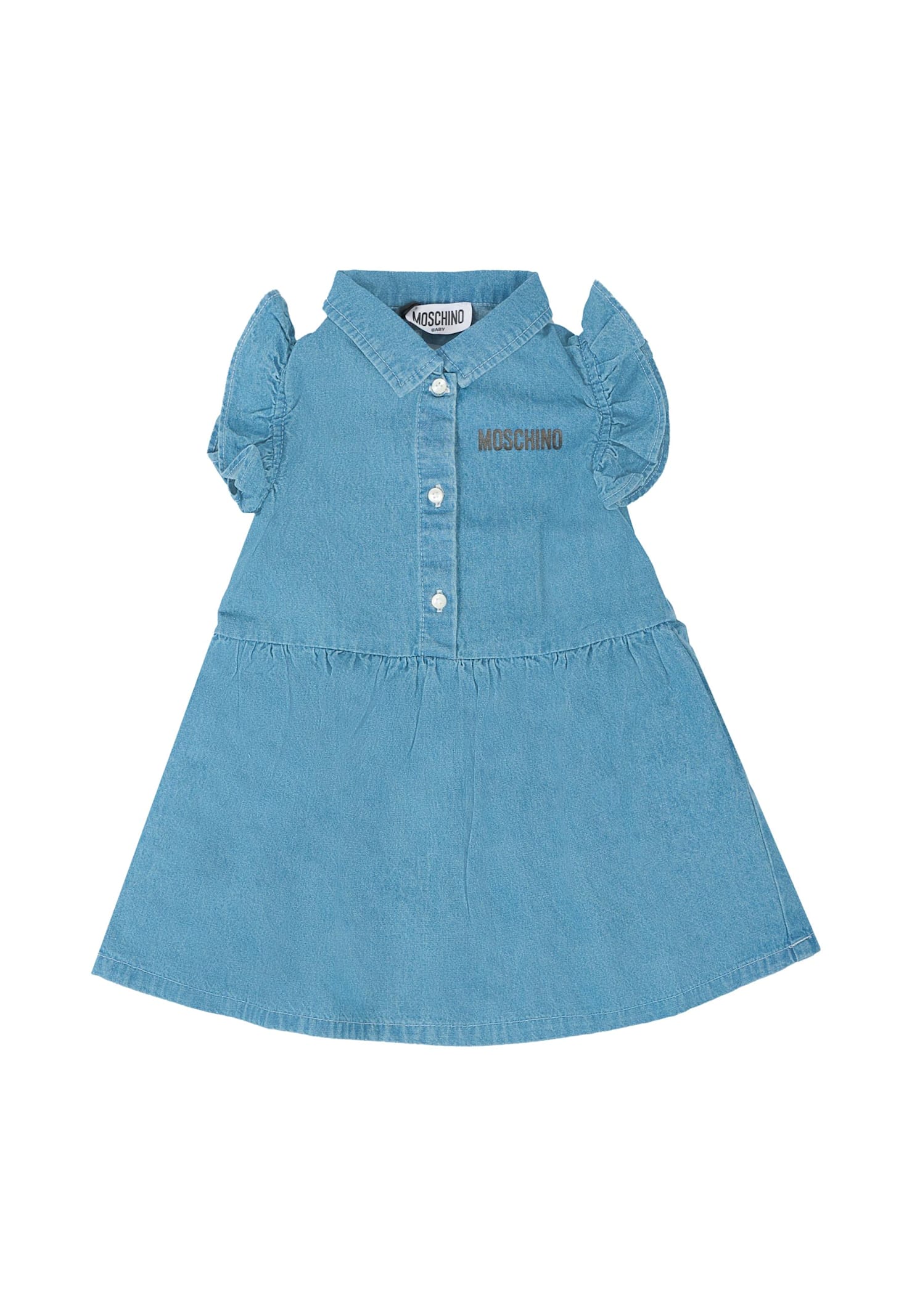 Moschino Denim Dress For Baby Girl With Teddy Bear