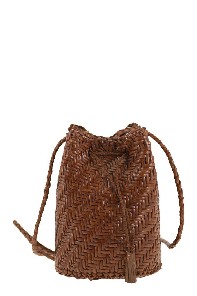 Dragon Diffusion Pompom Double Jump - Bucket Bag With Woven Leather