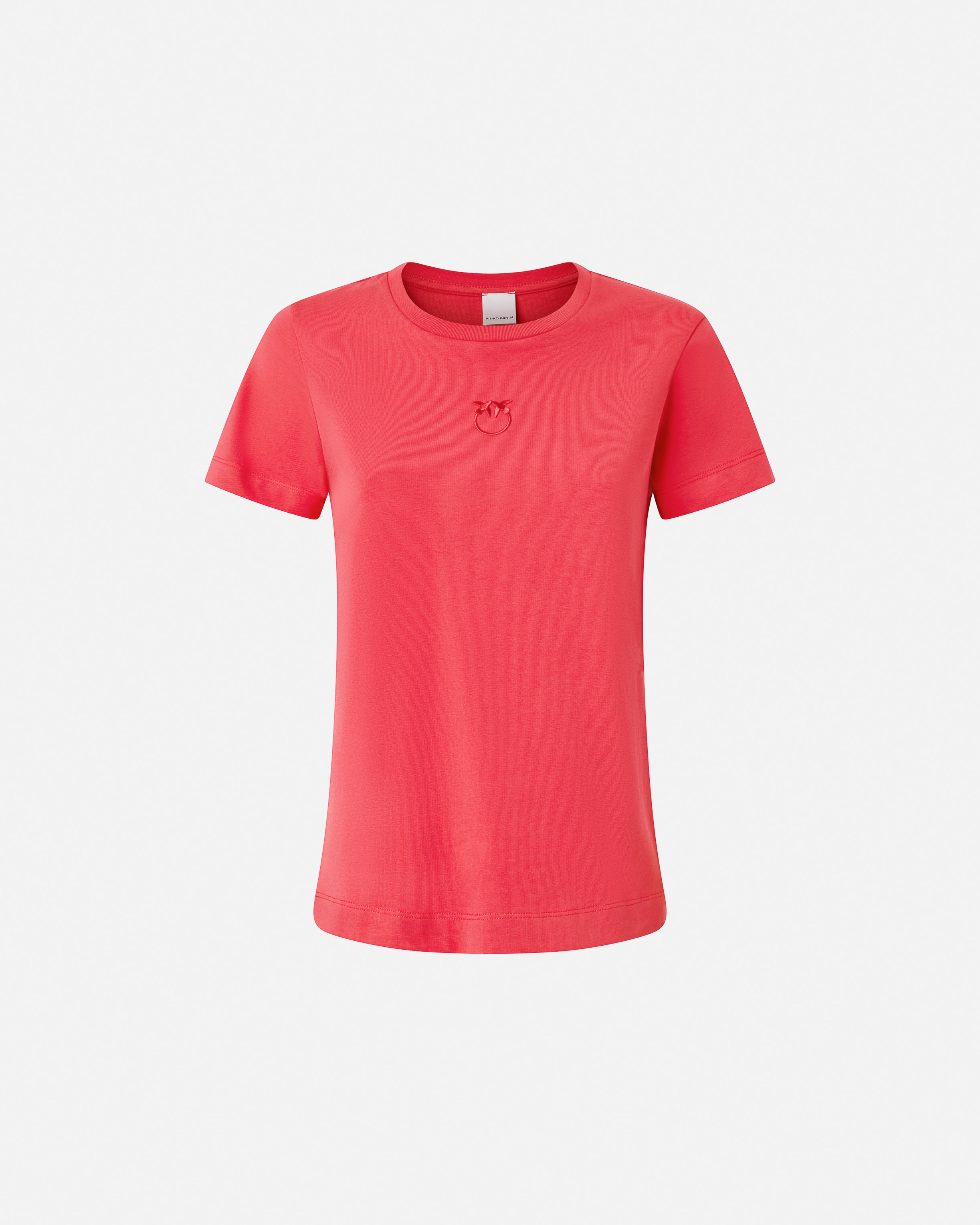Pinko, T-shirt à manches courtes et logo brodé, Rouge-rouge tomate, XS