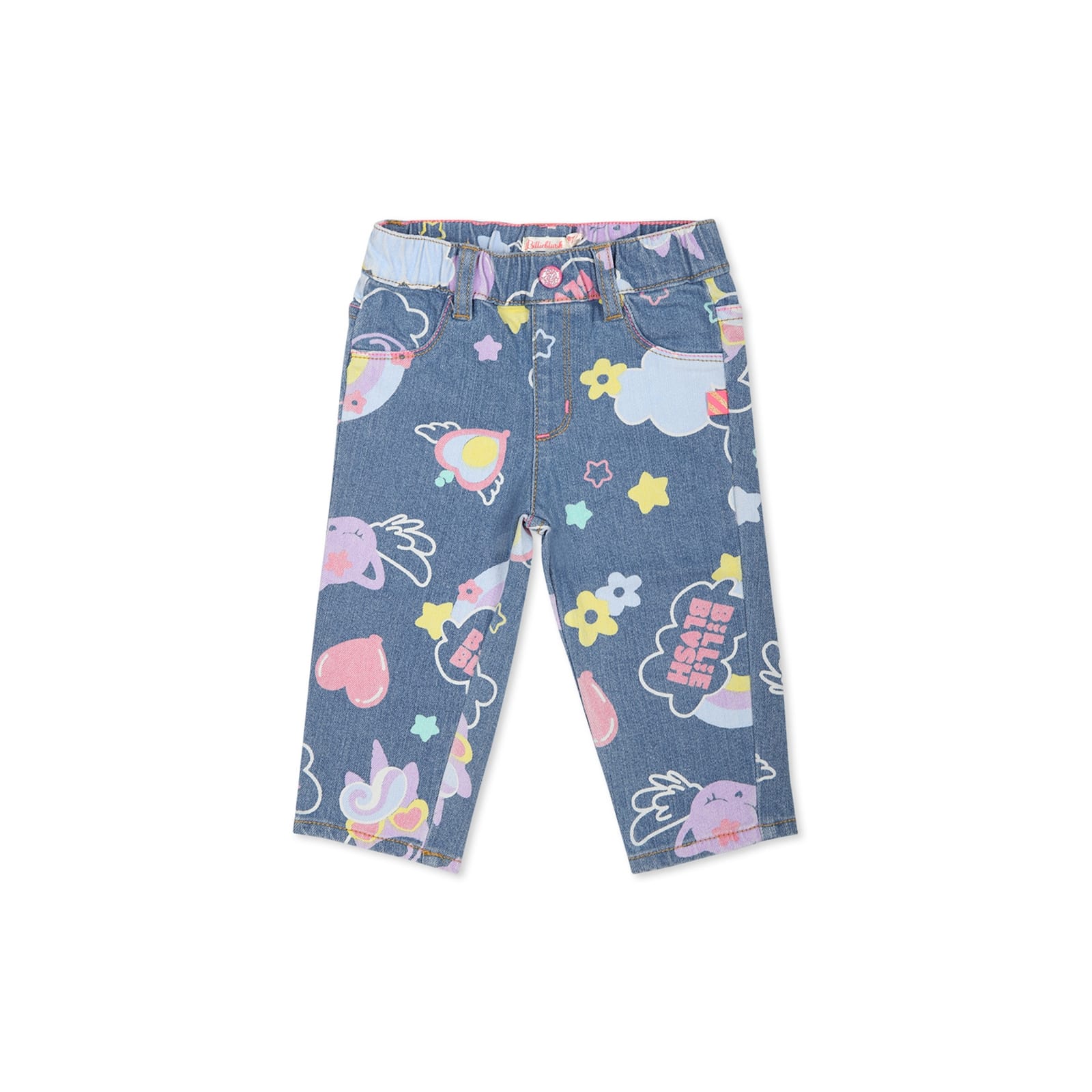 Billieblush Blue Jeans For Baby Girl With Rainbow