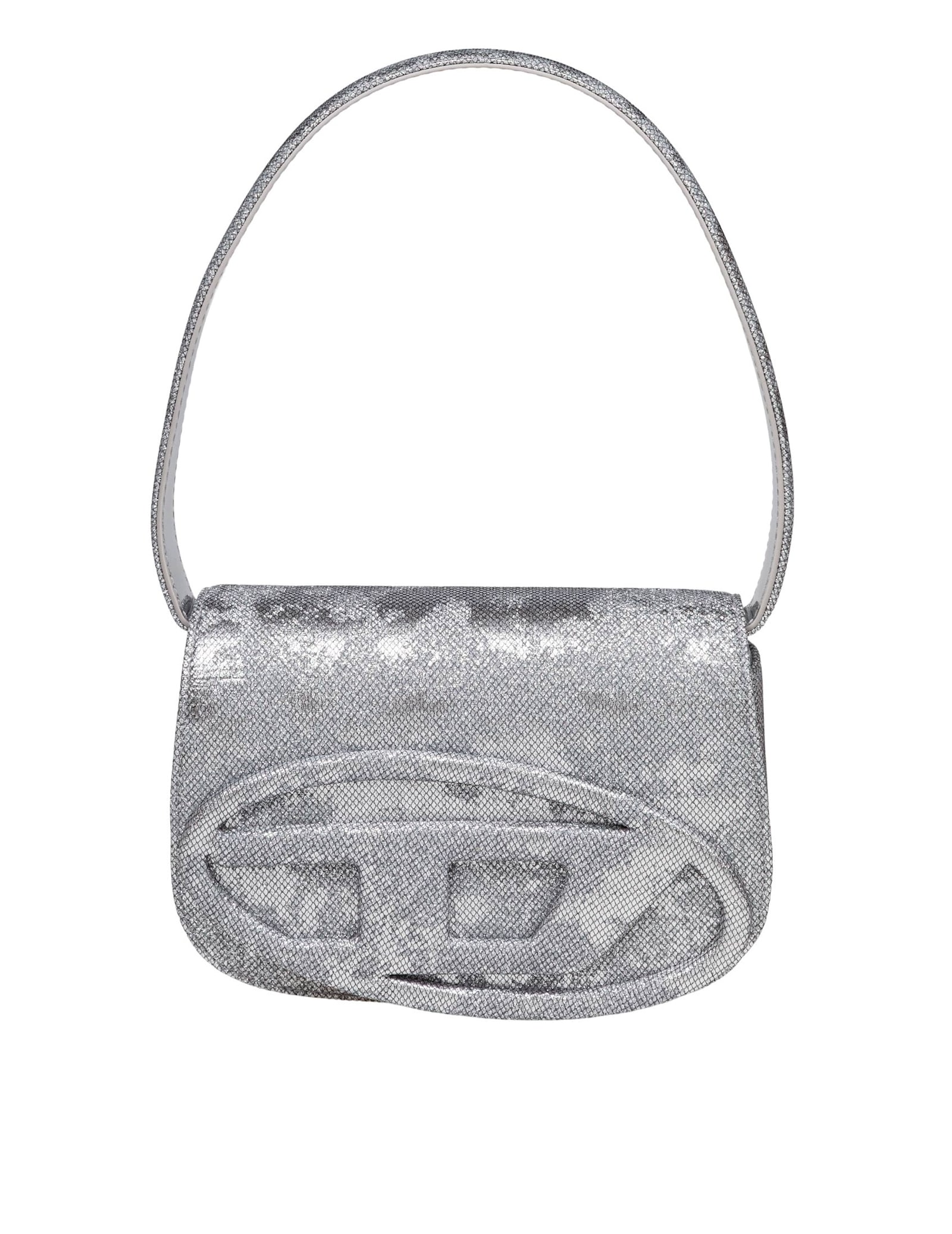Diesel 1dr Shoulder Bag In Shiny Fabric Silver Color