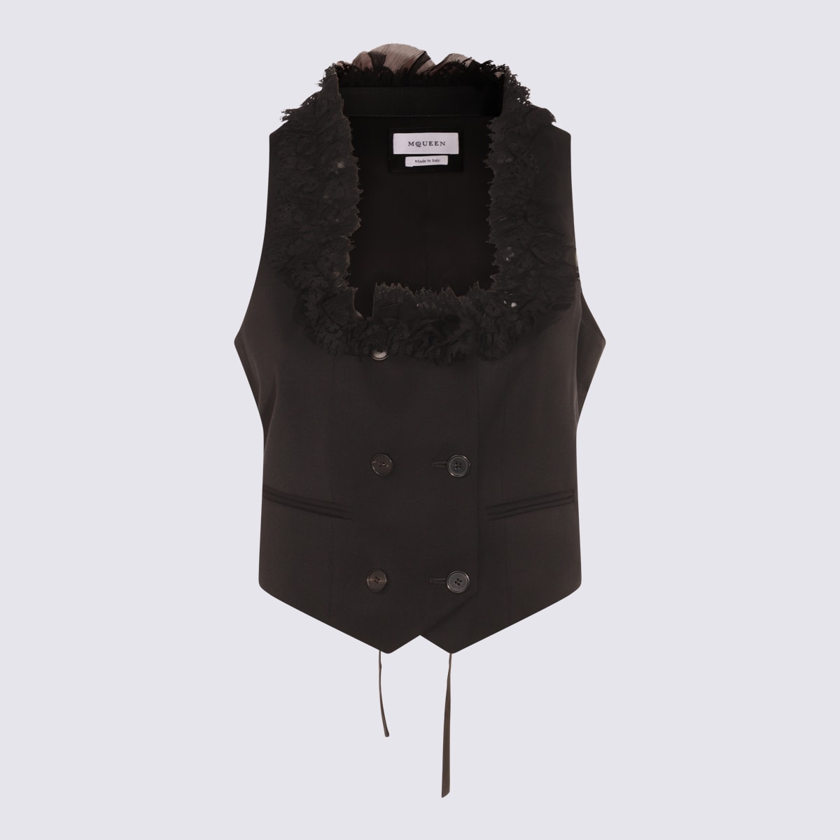 Alexander McQueen Black Wool Top
